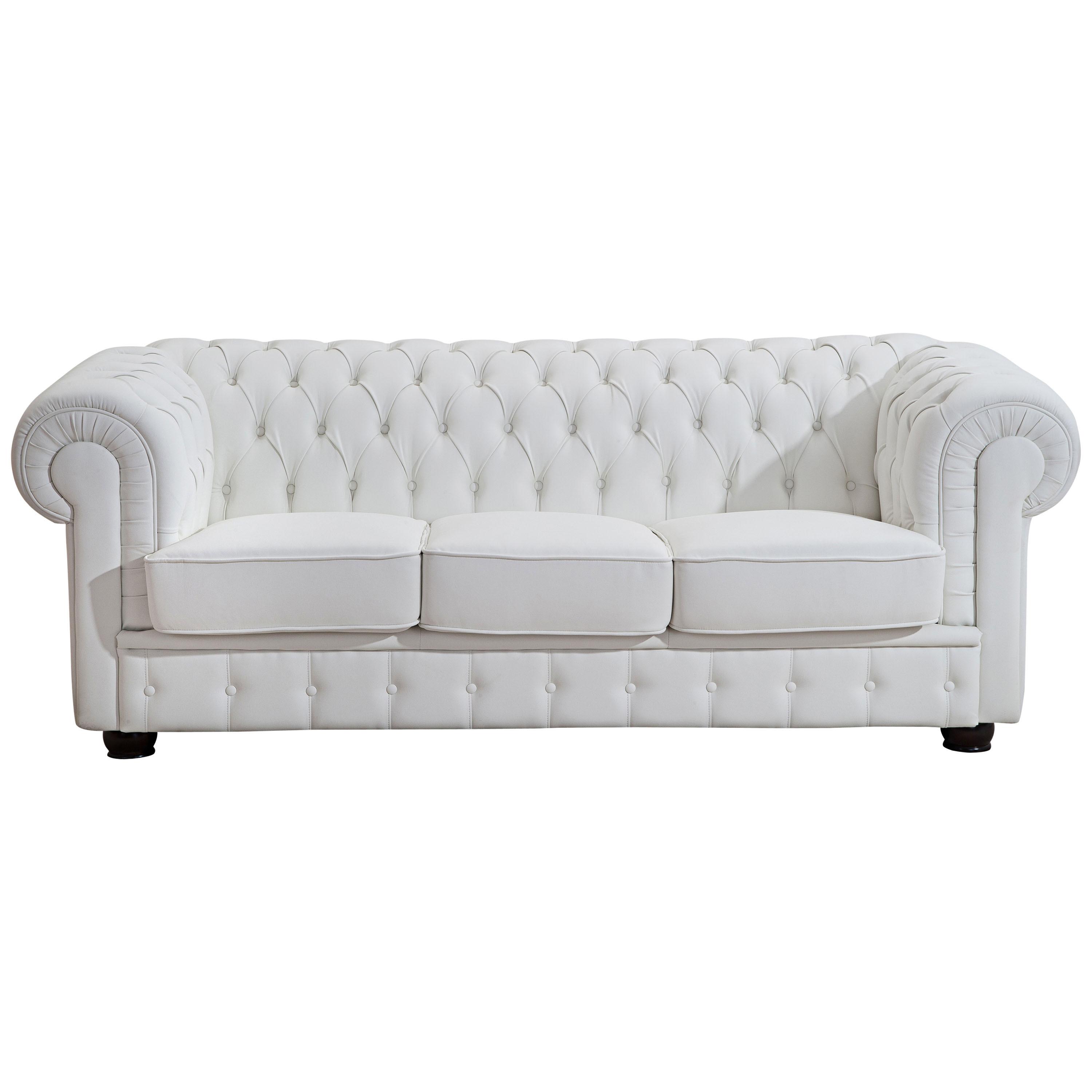 CHESTERFIELD-SOFA BRIDGEPORT - Nussbaumfarben/Weiß, Design, Holz/Textil (200/76/98cm) - Max Winzer