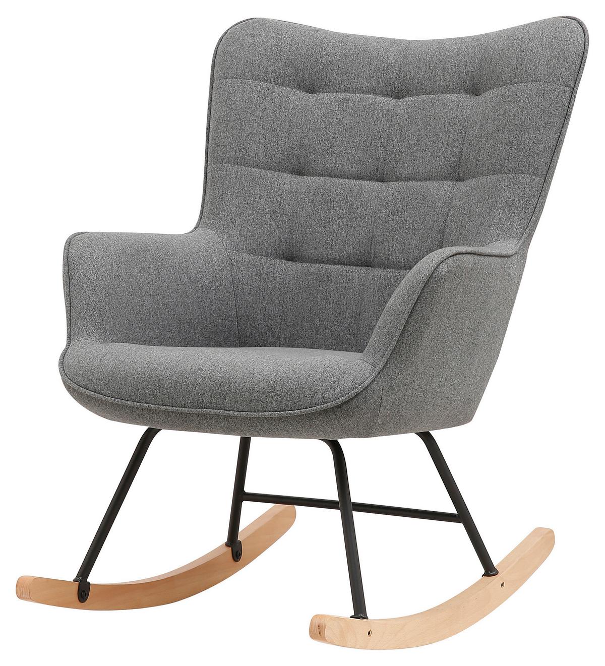 Schaukelsessel Richie Grau, Webstoff - Buchefarben/Schwarz, MODERN, Holz/Textil (72/92/92cm) - MID.YOU