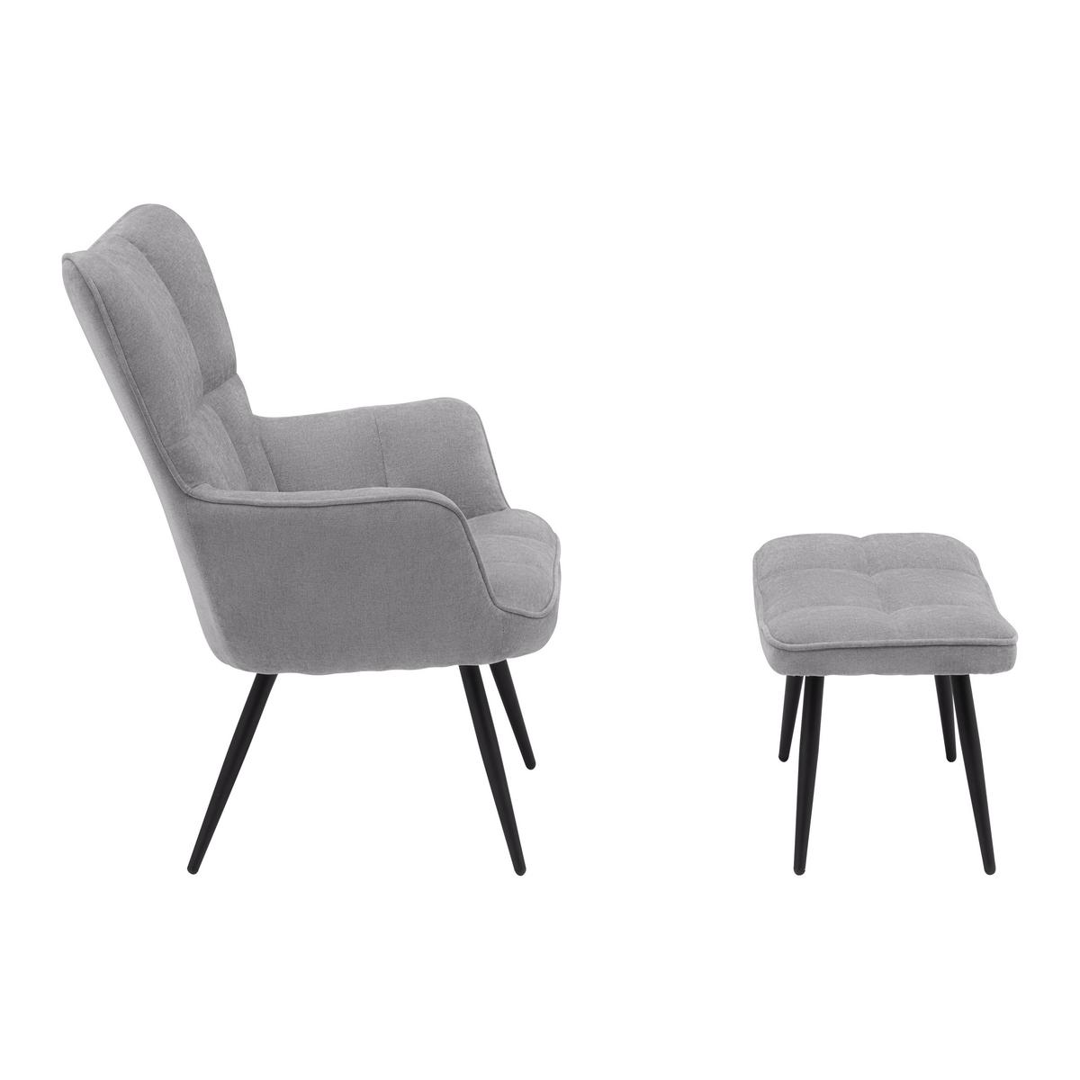 Sessel Alex Grau - Schwarz/Grau, MODERN, Textil/Metall (68/100/78cm) - Based