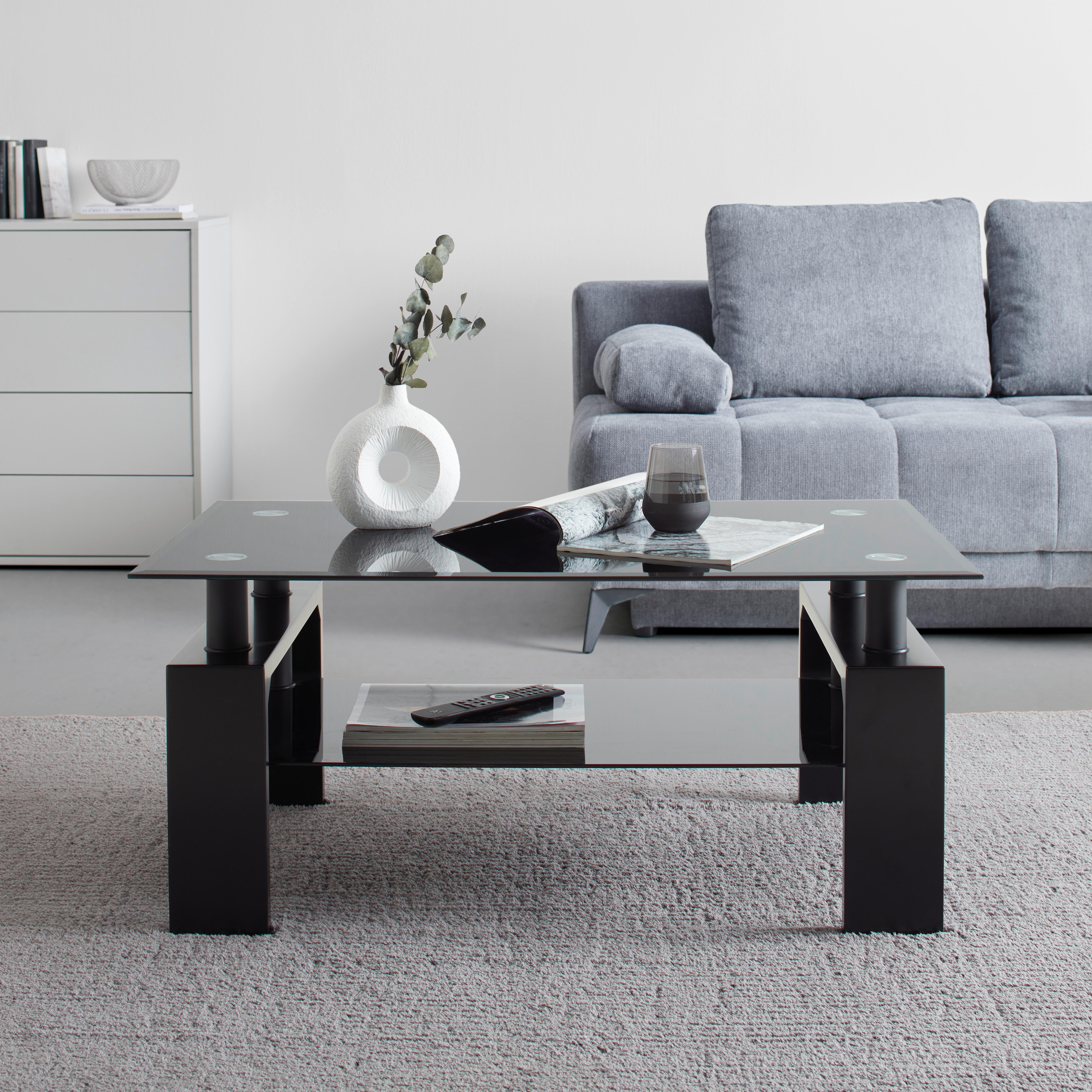 Couchtisch Intro Schwarz - Schwarz, MODERN, Glas/Holzwerkstoff (100/60/45cm) - Mömax