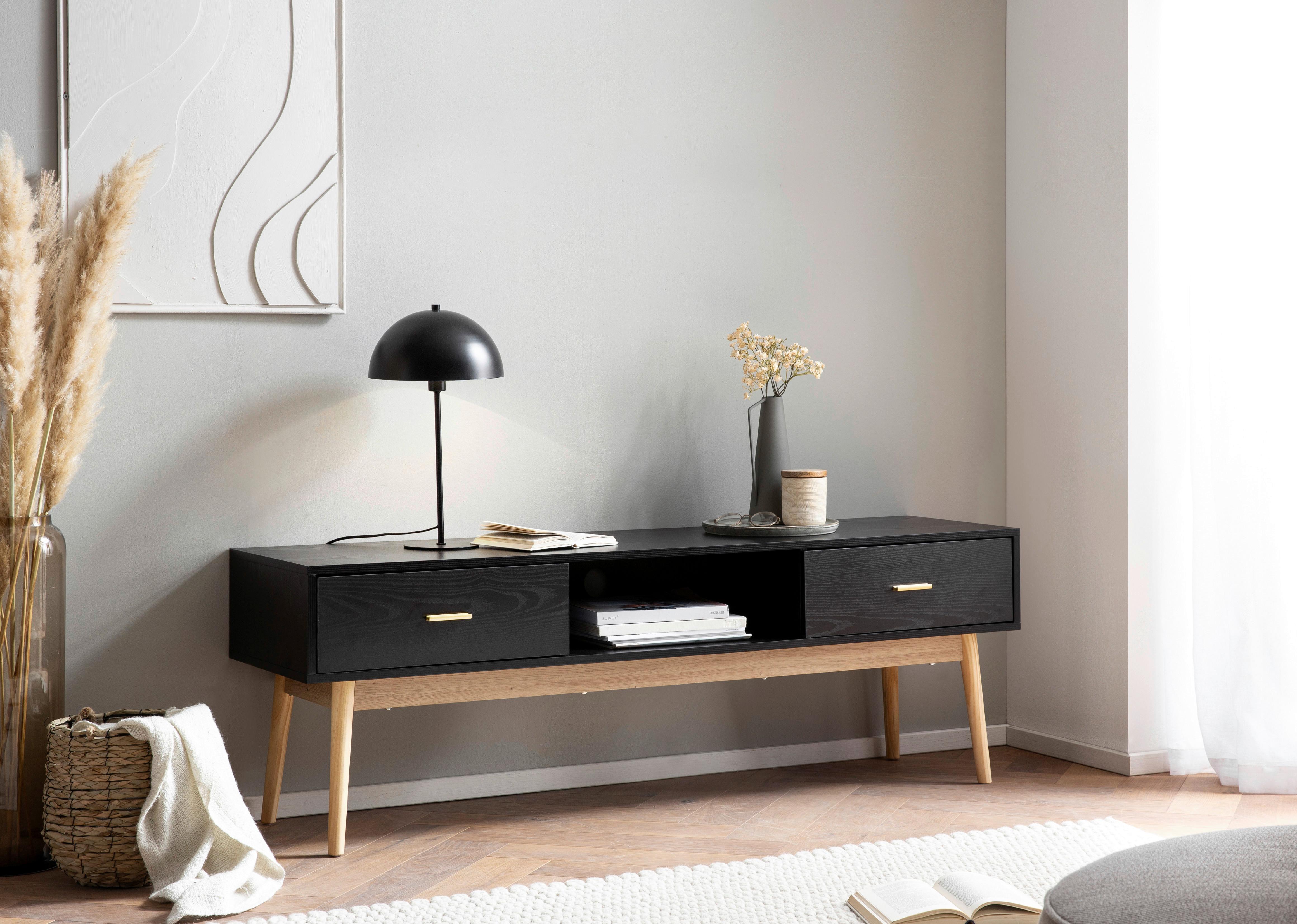 Nizka Omarica Wl6.825 - zlate barve/črna, Design, kovina/leseni material (150/50/40cm) - Livetastic
