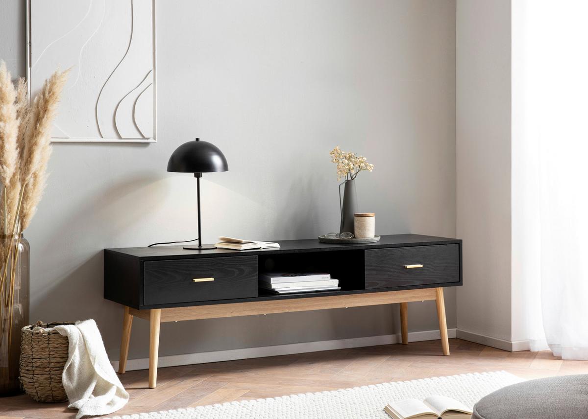 Nizka Omarica Wl6.825 - zlate barve/črna, Design, kovina/leseni material (150/50/40cm) - Livetastic