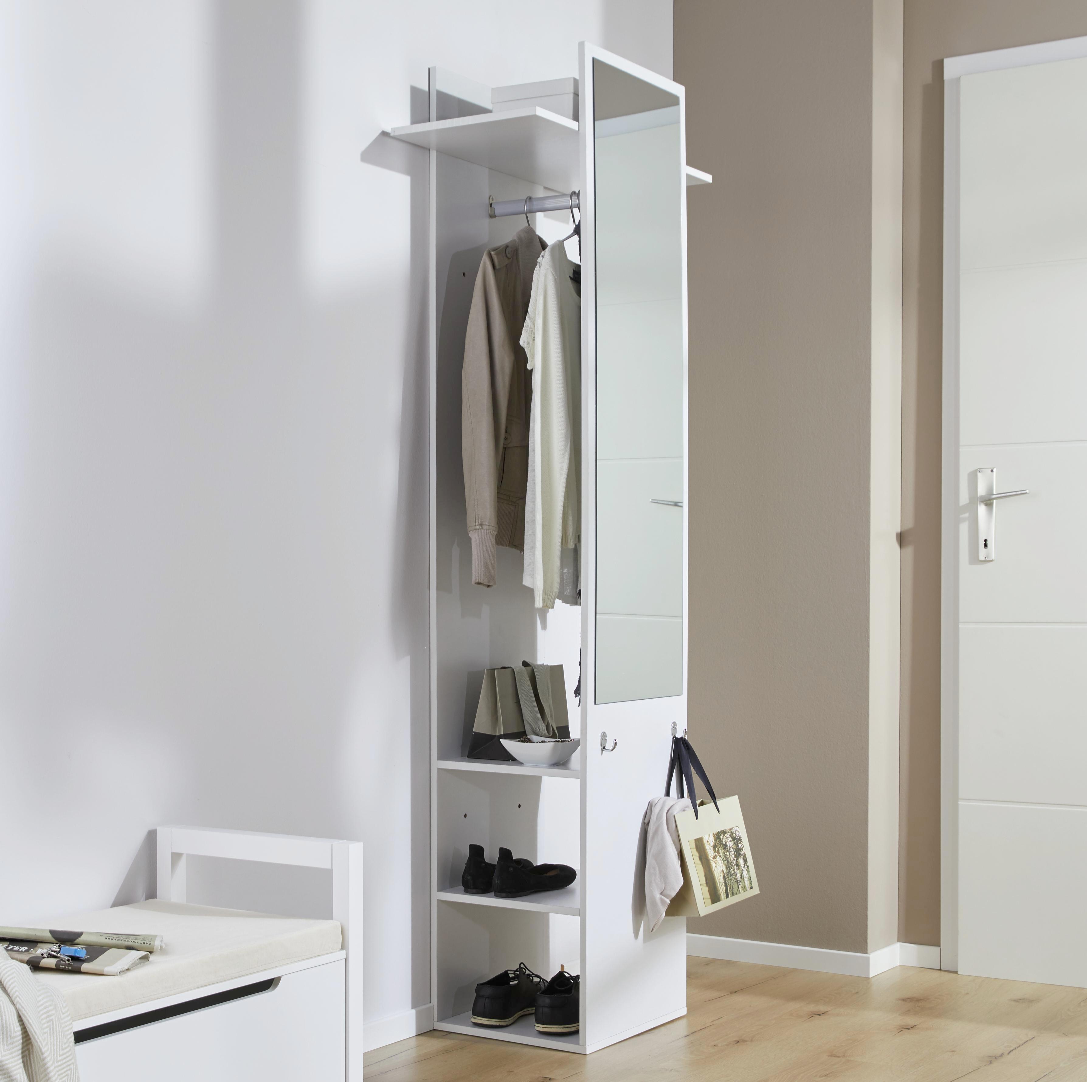 Garderobenschrank in Weiß 'Aldona' - Weiß, MODERN, Holz (70/188/35cm) - Bessagi Home