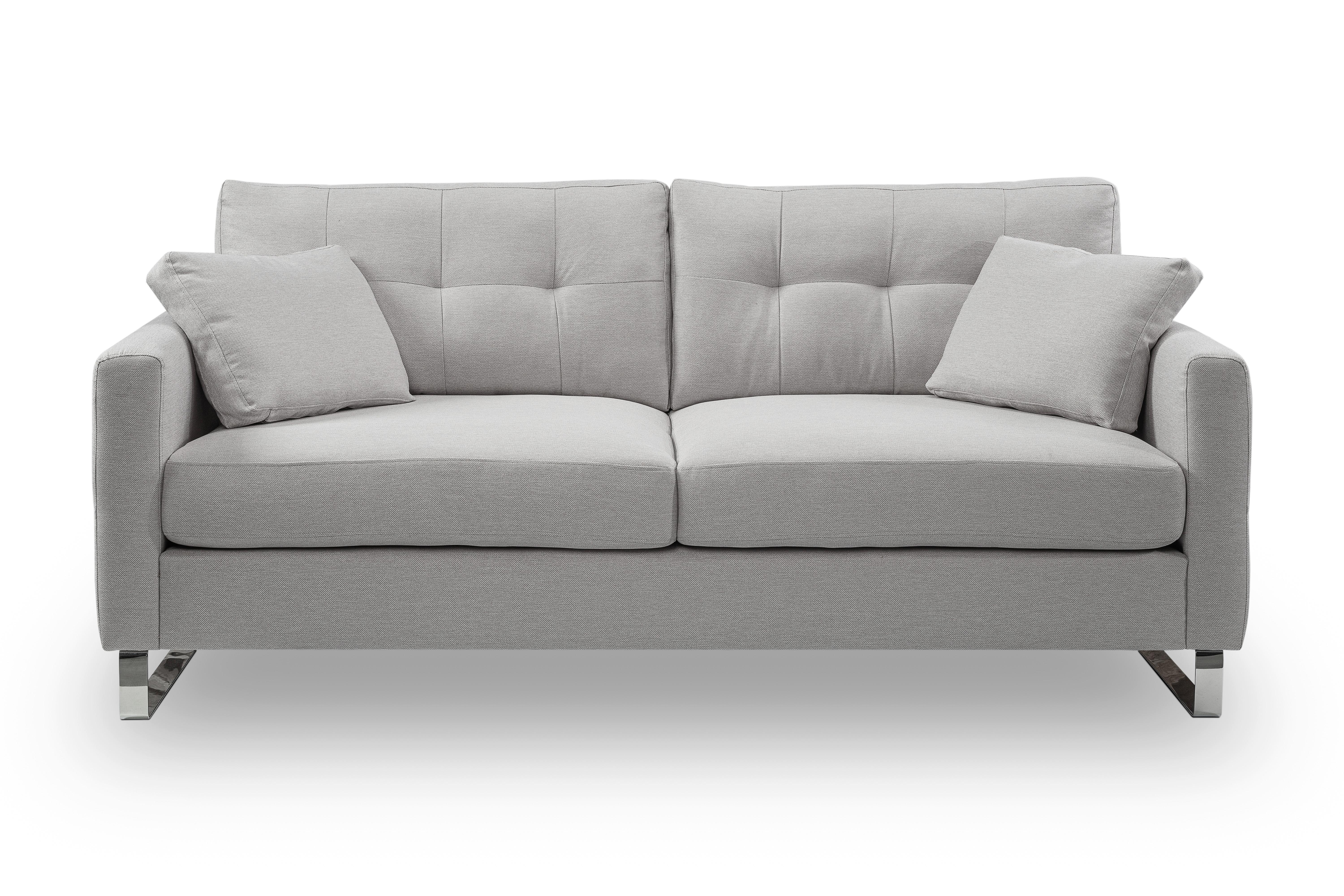 2,5-Sitzer-Sofa Hera Hellgrau - Chromfarben/Hellgrau, Basics, Holz/Textil (203/92/94cm) - MID.YOU
