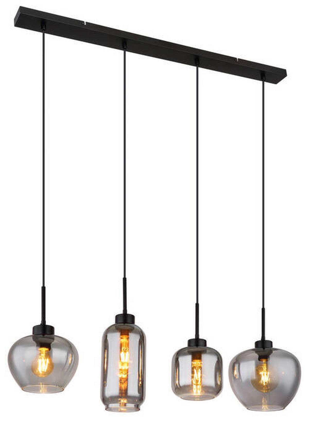 Hängeleuchte Matt Schwarz max. 40 Watt - Schwarz, Design, Glas/Kunststoff (99,5/24/120cm) - Globo
