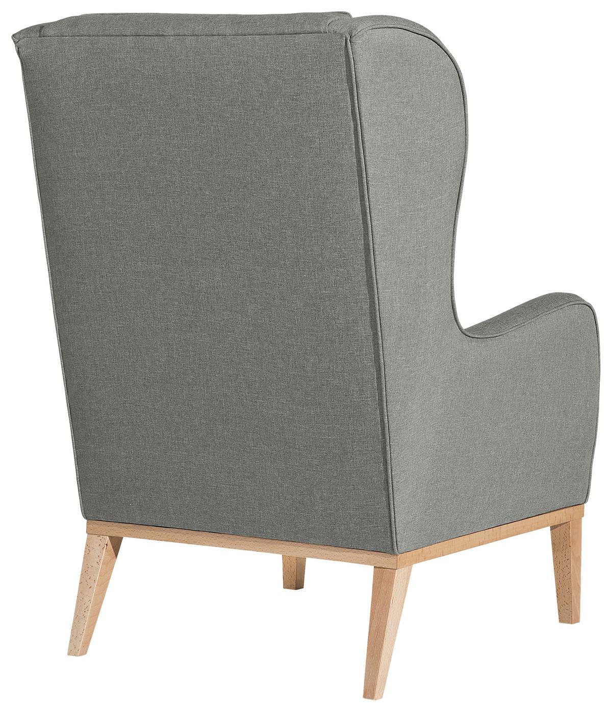 OHRENSESSEL ANGELO - Hellgrau/Naturfarben, KONVENTIONELL, Holz/Textil (66/104/78cm) - Max Winzer