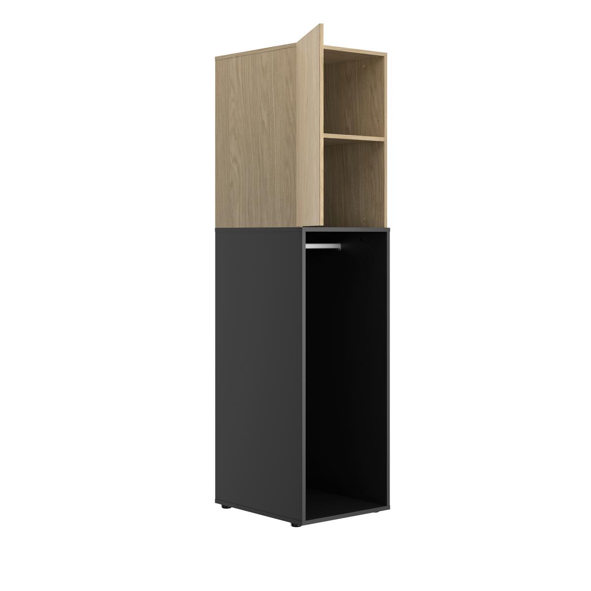 Omara S Klasičnimi Vrati Nael, Črna, Barva Hrasta - črna/barve hrasta, Basics, leseni material (50/200/60cm)