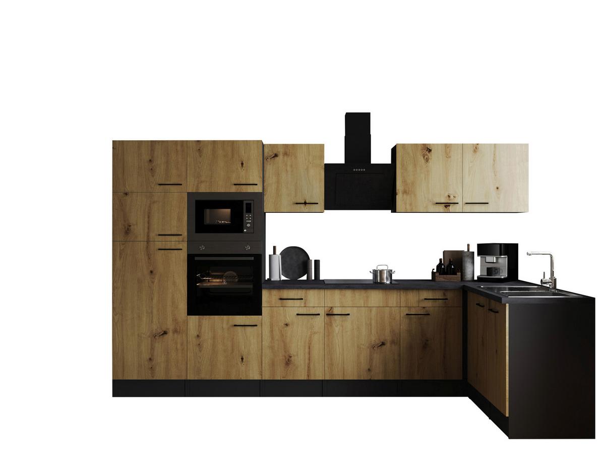 Kotna Kuhinja Z Aparati Oliver, 340x172cm - črna/siva, Design, kovina/leseni material (340/172cm) - Respekta