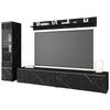 Wohnwand Vera ca. 210x130 cm Schwarz - Schieferfarben/Grau, Basics, Glas/Holzwerkstoff (210/130/33cm) - P & B