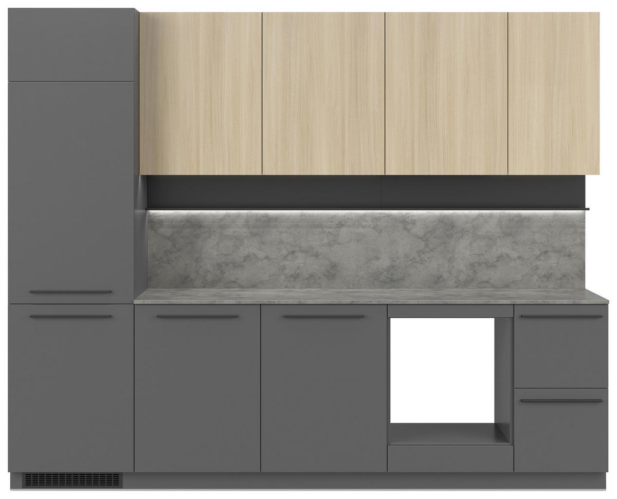 Küchenblock Milino o. E-Geräte Graphitgrau - Eichefarben/Graphitfarben, Basics, Holzwerkstoff/Kunststoff (285cm) - Visiona