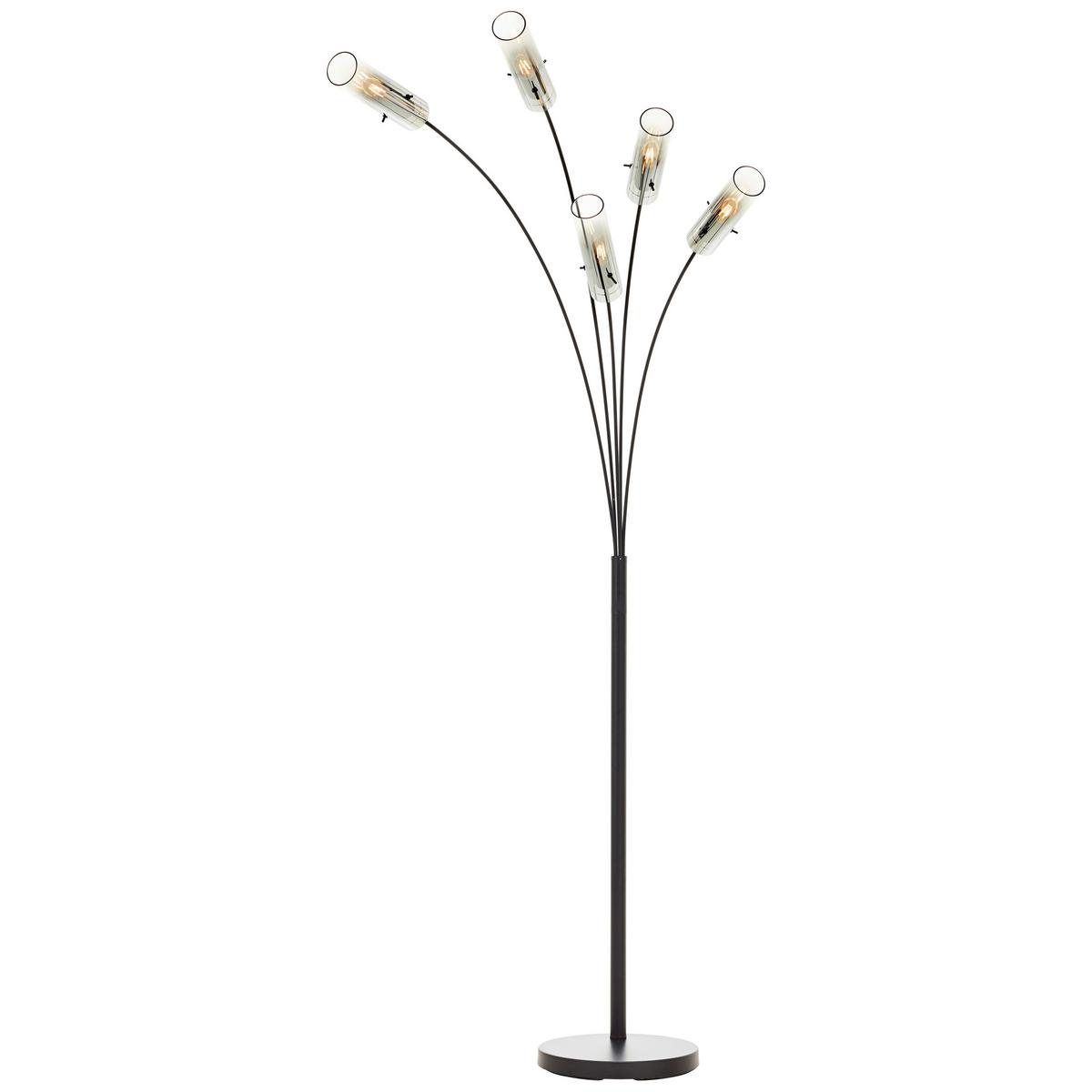 Bogenleuchte Glasini Schwarz max. 25 Watt - Schwarz/Grau, Design, Glas/Metall (200cm) - Brilliant
