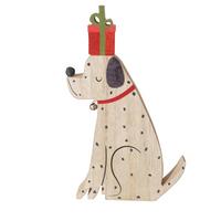 Dekor Kutya Barney - natúr színű/piros, Konventionell, faalapú anyag/textil (28cm) - Modern Living