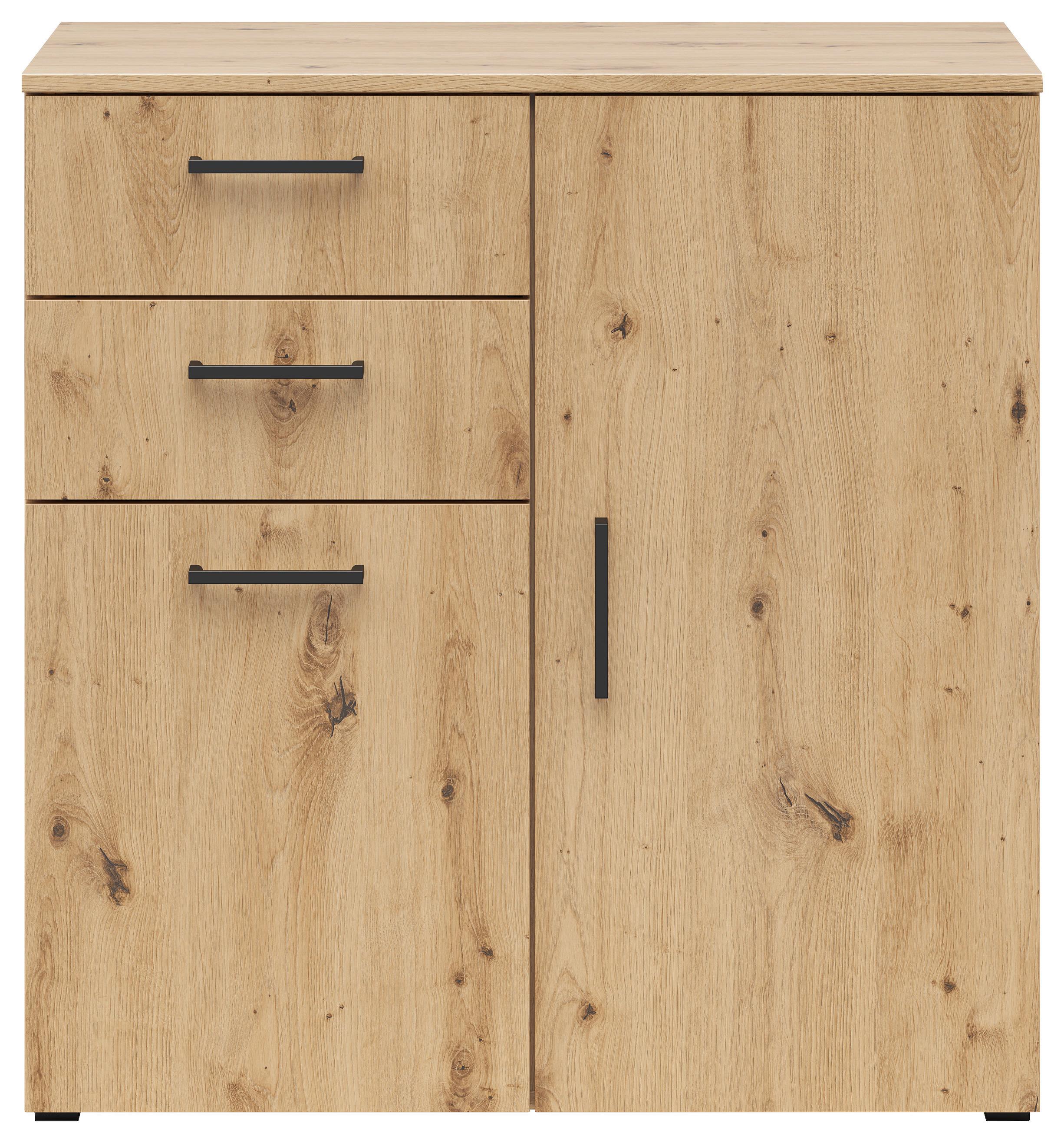 Kommode Multistauraum Eiche Artisan - Anthrazit/Schwarz, Modern, Holzwerkstoff/Kunststoff (80/83/40cm) - Premium Living