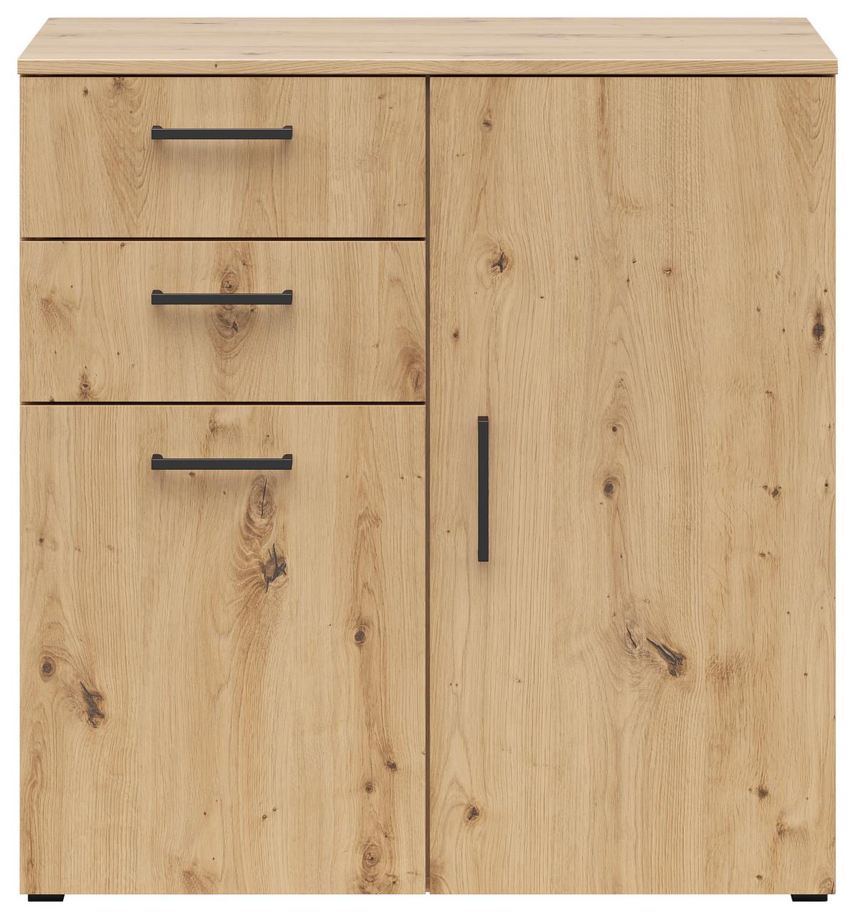 Kommode Multistauraum Eiche Artisan - Anthrazit/Schwarz, Modern, Holzwerkstoff/Kunststoff (80/83/40cm) - Premium Living