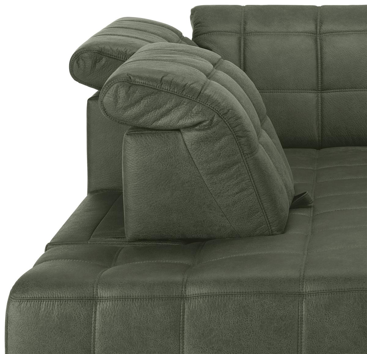 Ecksofa Panama links Olivgrün - Schwarz/Olivgrün, KONVENTIONELL, Textil/Metall (216/89-102/304cm) - Premium Living