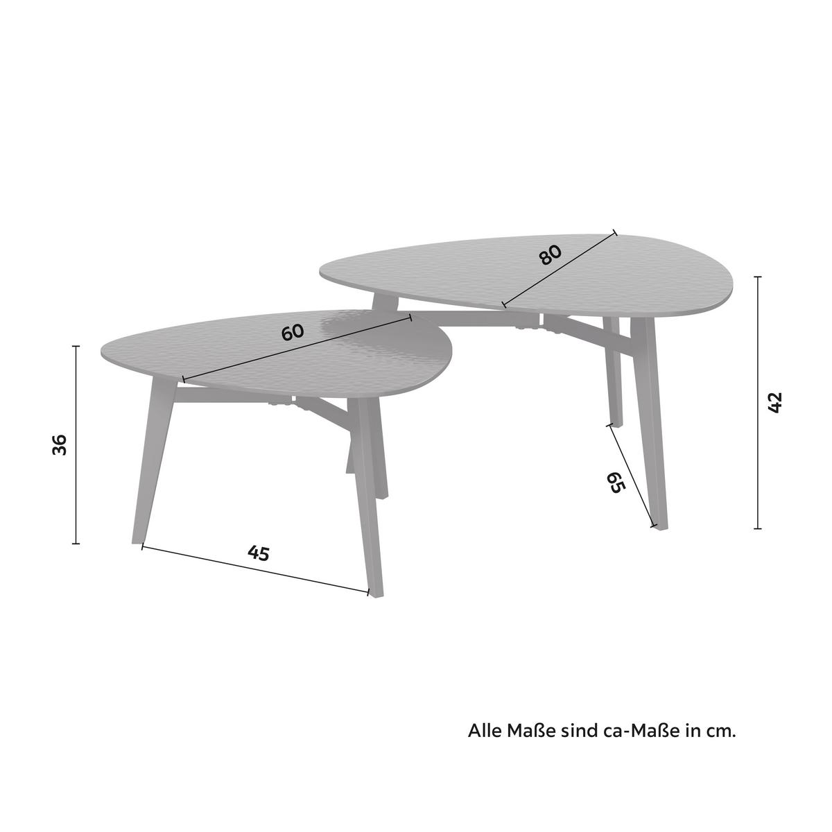 Couchtisch-Set Kelaya Schwarz Glas/Metall - Schwarz, MODERN, Glas/Metall (80/60/80/60/42/36cm) - Bessagi Home