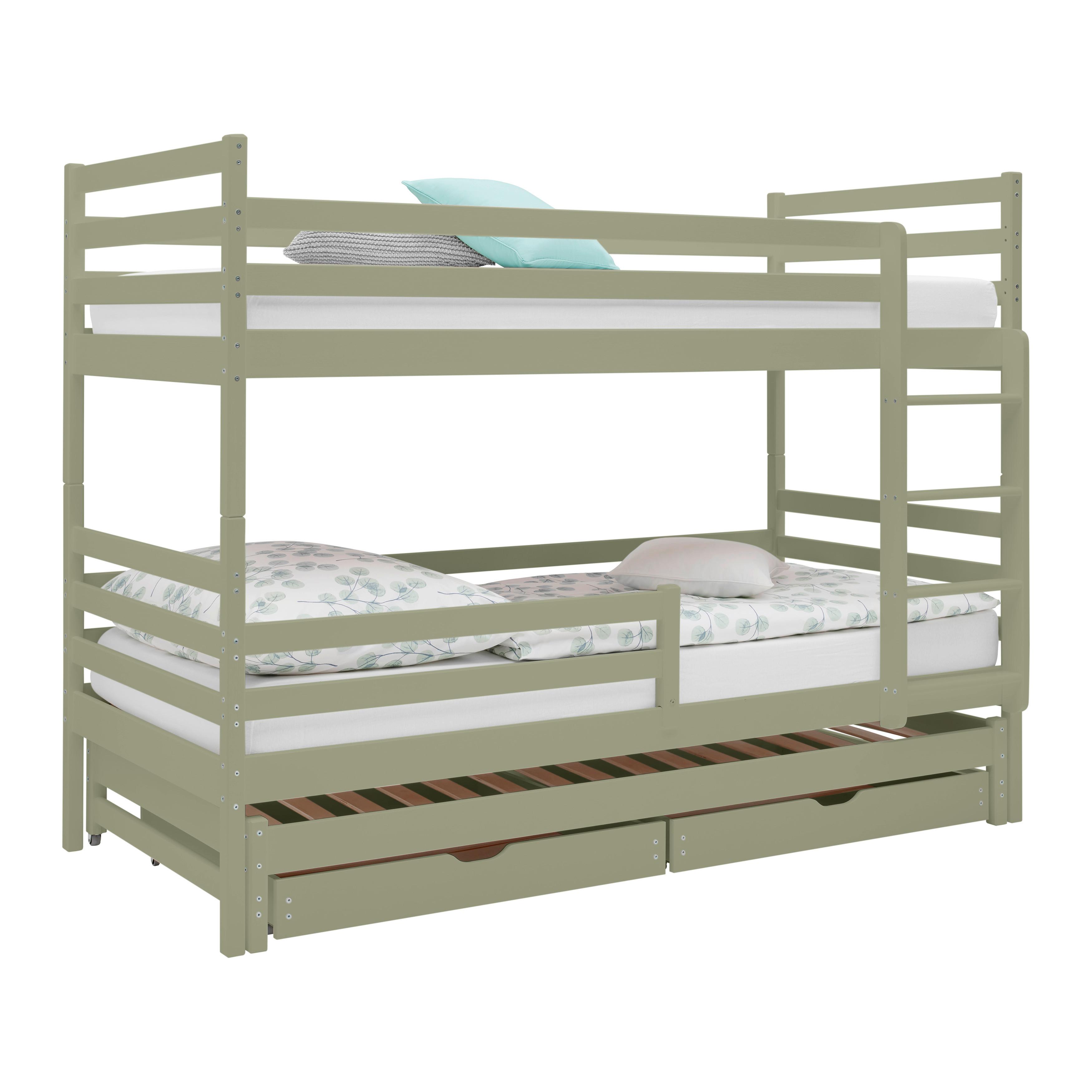 Etagenbett Mila Olivgrün ca. 90x200cm - Birkefarben/Olivgrün, Holz (90/200cm) - Mömax
