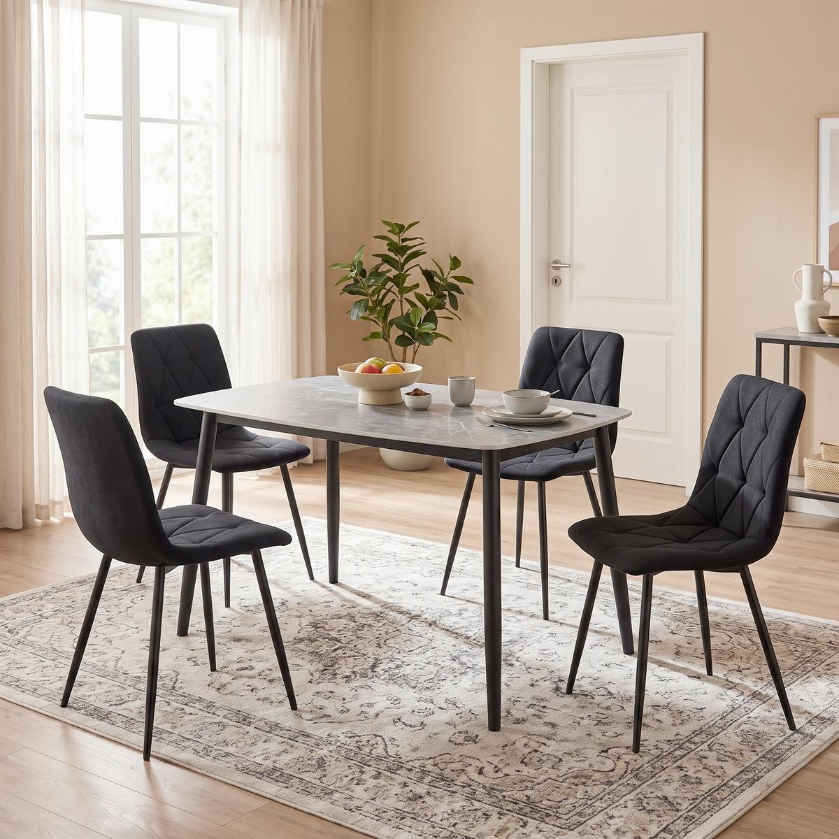 Tischgruppe Andi Grau/schwarz - Schwarz/Grau, Design, Holz/Keramik (120/79/73cm) - Based