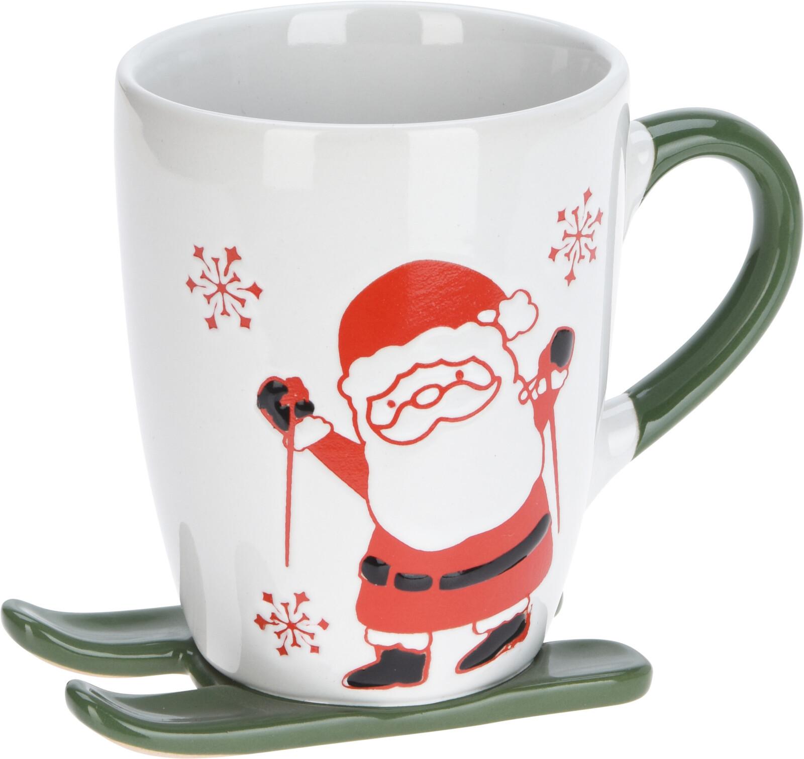 Šalica Ski  330ml - bijela/zelena, Basics, keramika (13/11cm)