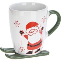 Šalica Ski  330ml - bijela/zelena, Basics, keramika (13/11cm)
