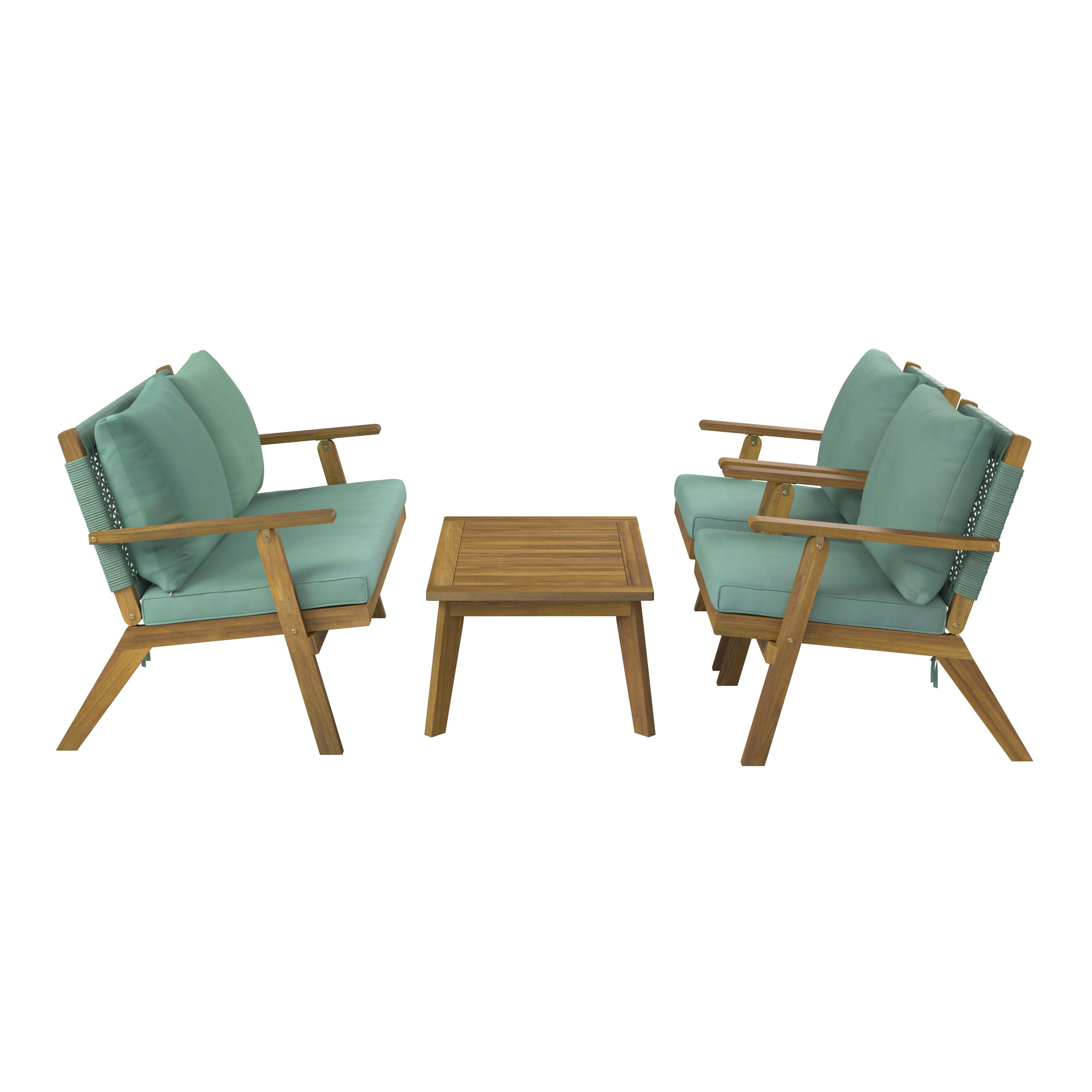 Baštenska Garnitura Michi - boja akacije/zelena, Prirodno, drvo/tekstil (124/75/75cm) - Mömax