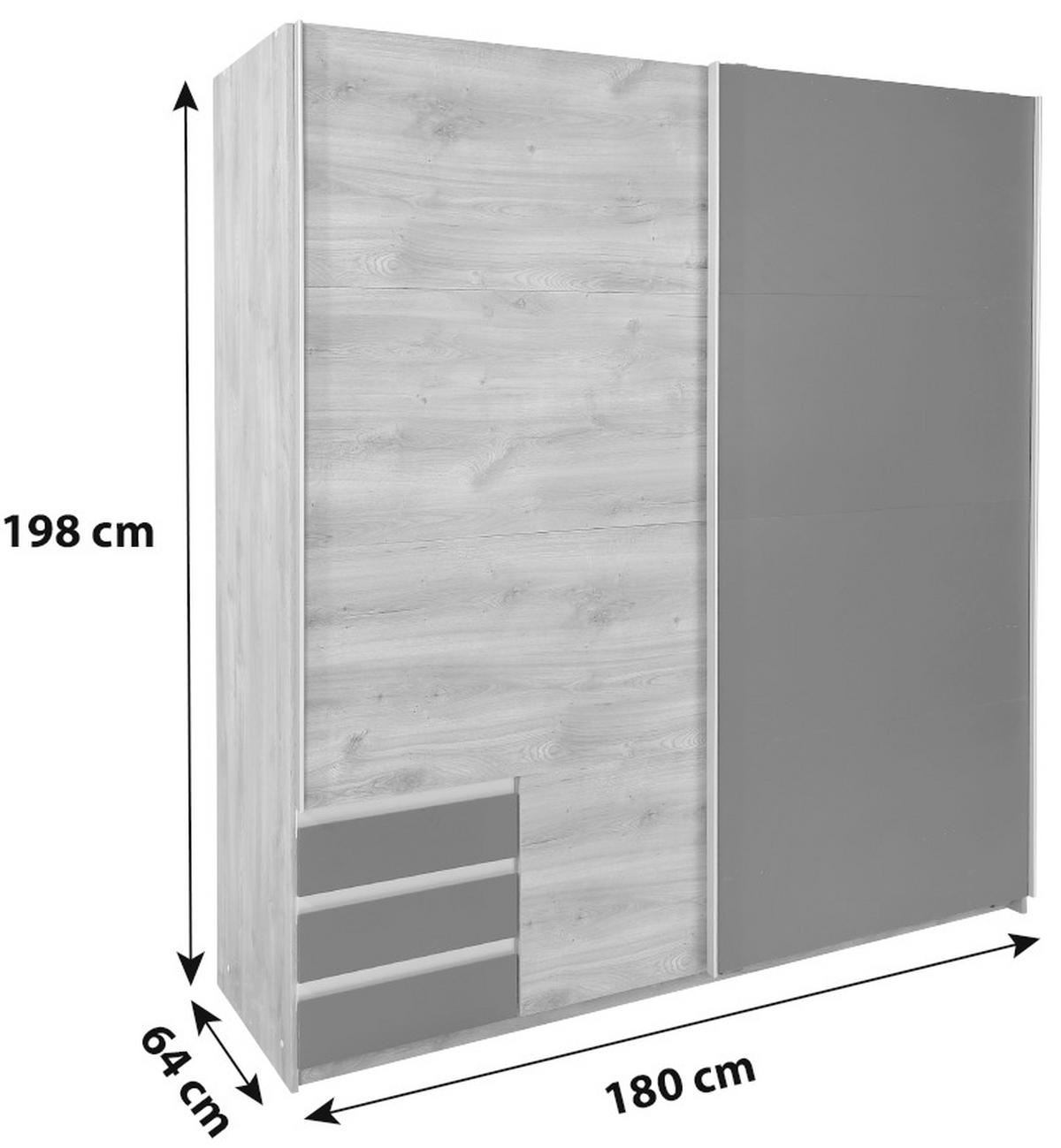 DULAP USI ROTATIVE EMDEN - culoare lemn stejar/grafit, Modern, material pe bază de lemn (180/198/64cm)