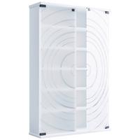 Regal Tilano L, Bela - bela, Design, steklo/leseni material (60/92/18cm) - MID.YOU