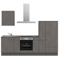 Küchenblock Riva Low m. Geräten Schieferfarben - Schieferfarben/Edelstahlfarben, MODERN, Holzwerkstoff/Metall (270cm) - Nobilia