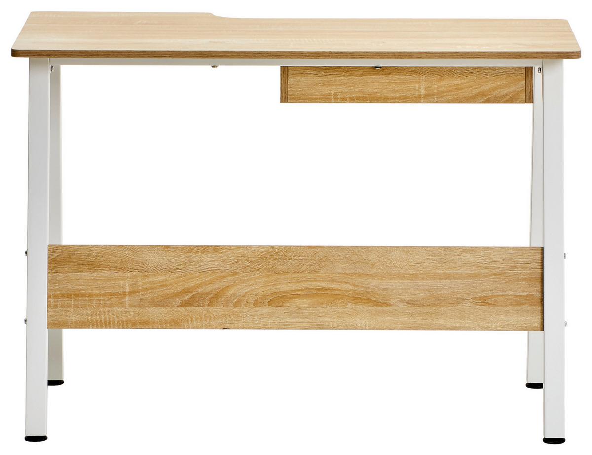 BIURKO LEONI - kolor dębowy/biały, Basics, metal/drewno (110/76/56cm) - MID.YOU
