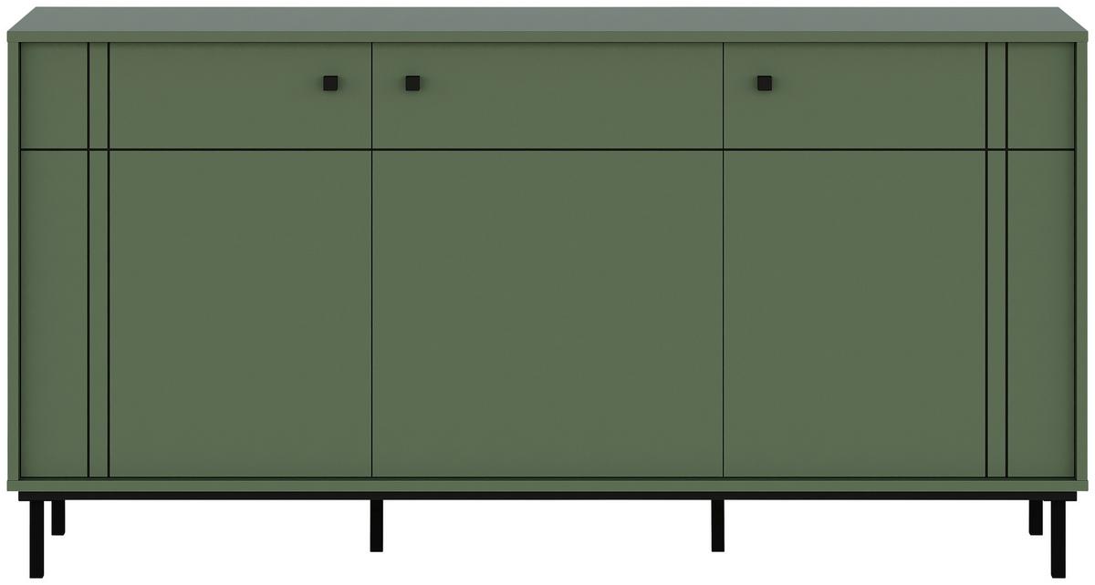 KOMODA SZEROKA CROSSROAD - zielony/czarny, Modern, materiał drewnopochodny/tworzywo sztuczne (160,2/81,8/37cm) - Carryhome