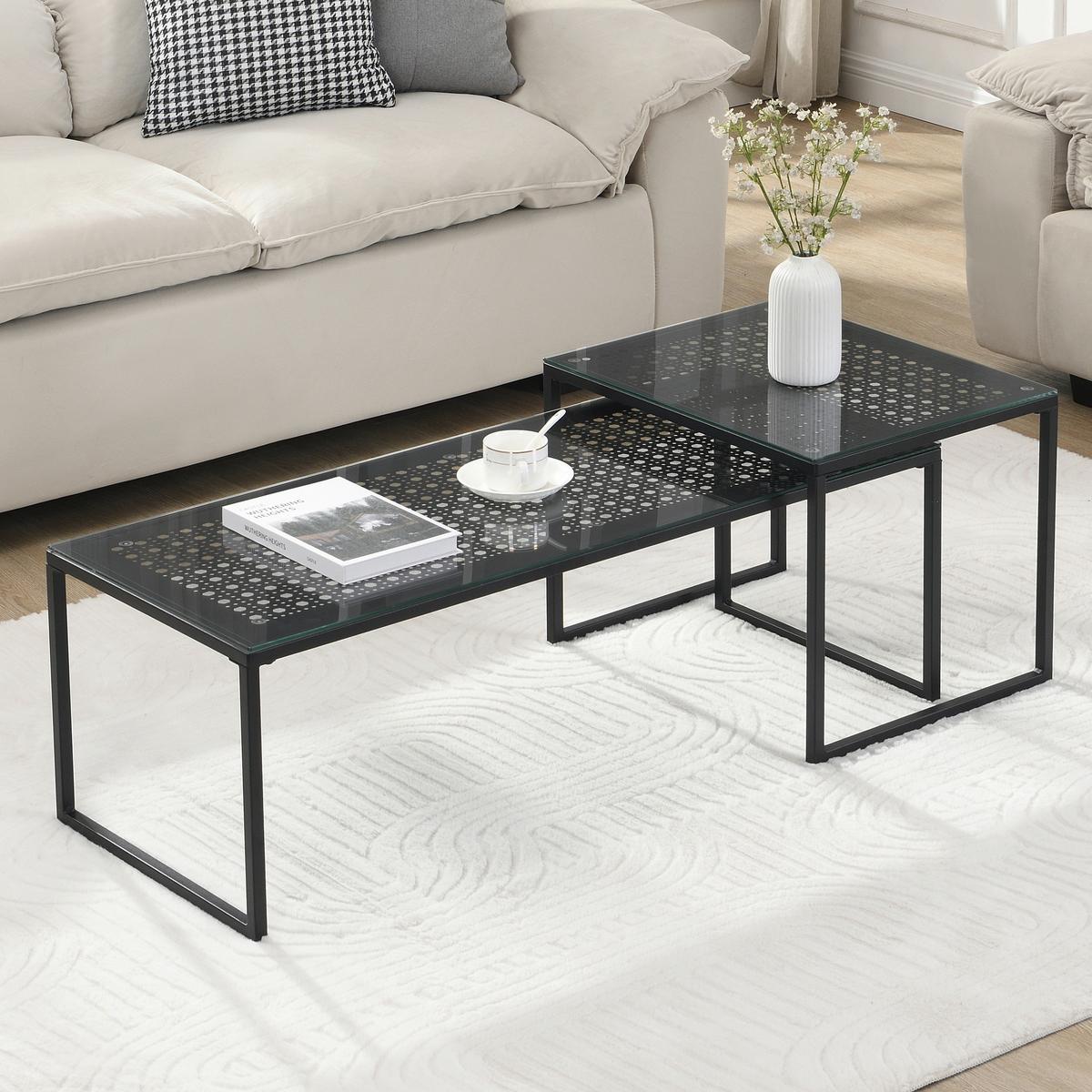 Satztisch Wl7.329 - Schwarz, Design, Glas/Metall (100/40/35cm) - MID.YOU
