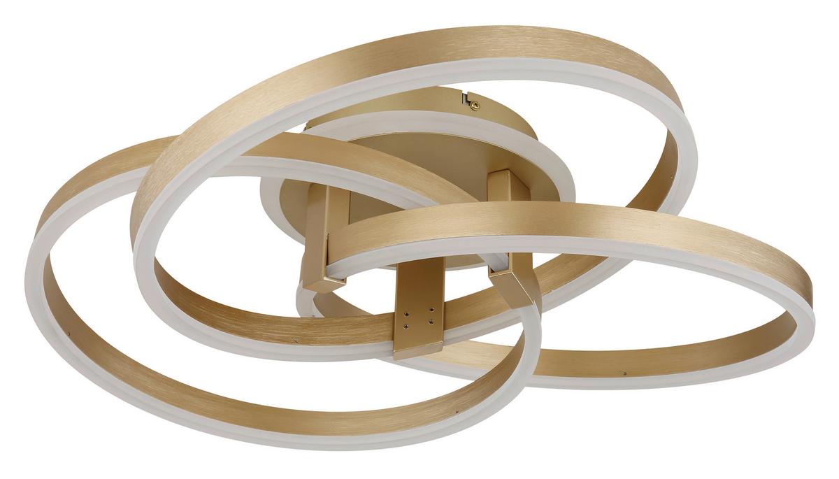 Stropna Led-svetilka Herwig, S Sijalko - zlate barve/opal, Design, kovina/umetna masa (60/57,5/20cm)