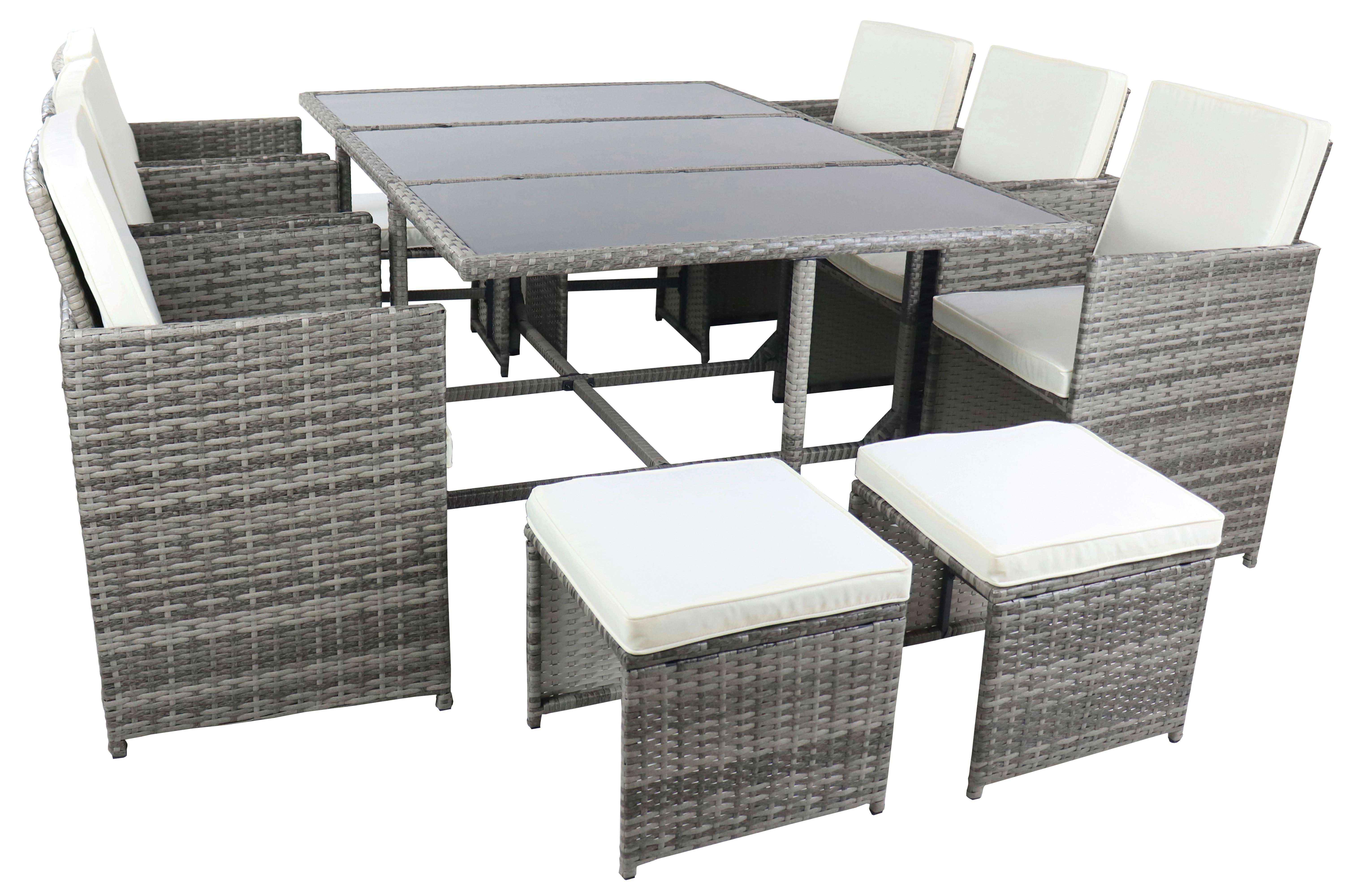 GARTENTISCHGRUPPE RALOSO - Creme/Grau, Modern, Glas/Kunststoff - Ambia Garden