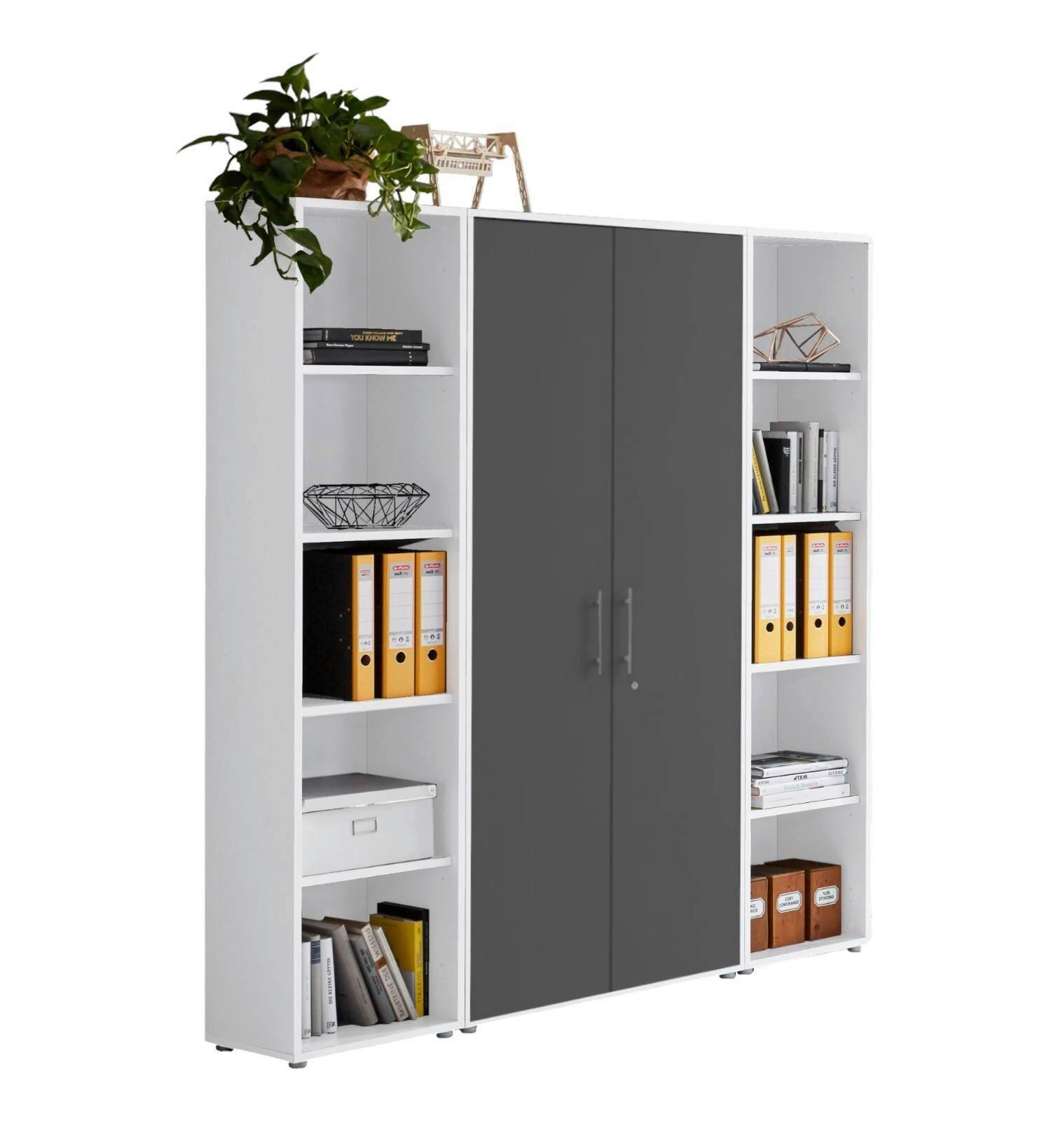 AKTENSCHRANK OFFICE EDITION - SW SET 3 - Anthrazit/Weiß, MODERN, Holzwerkstoff (172,6/185,6/33cm) - MID.YOU