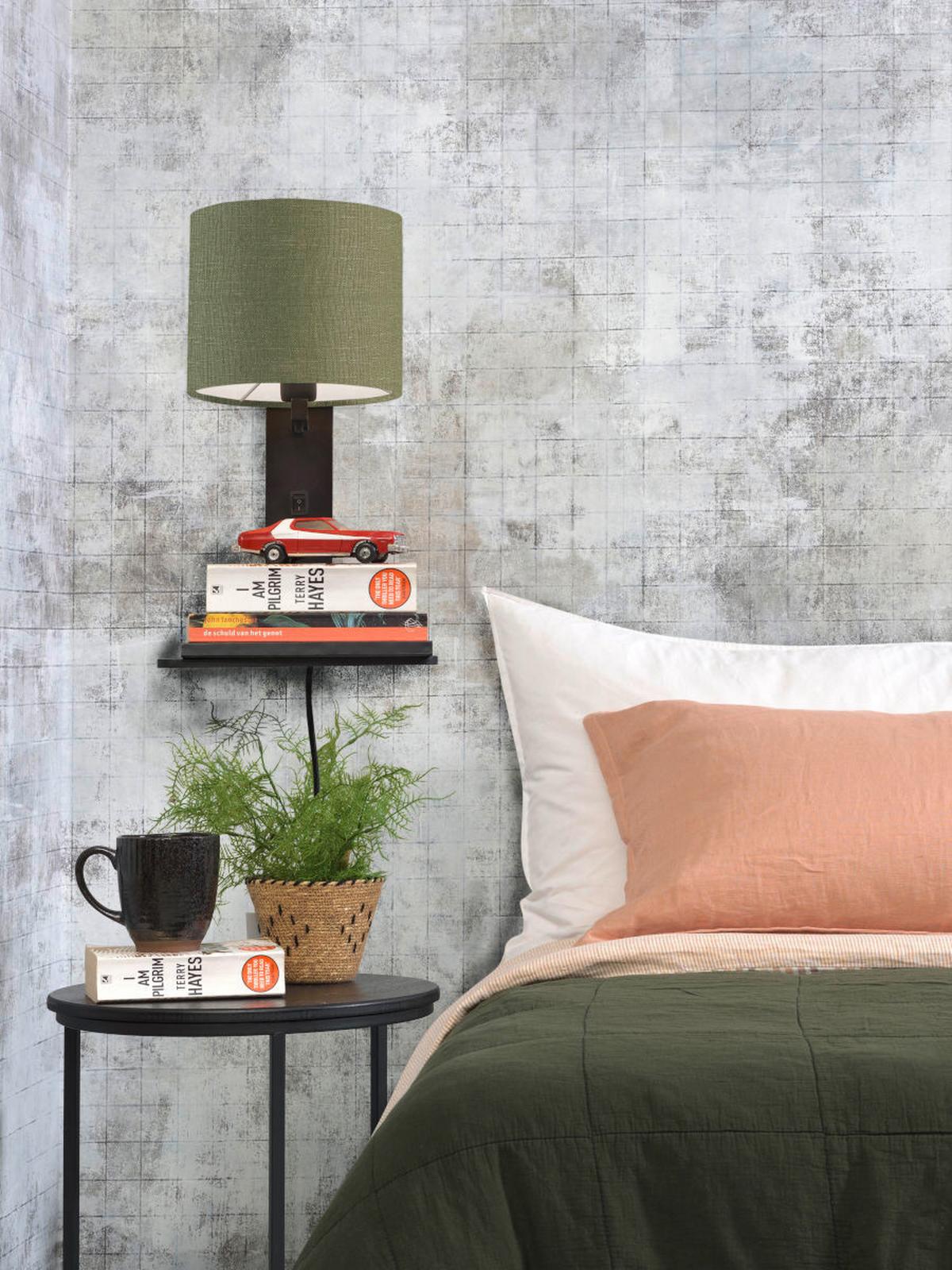 Stenska Svetilka Andes, Zelena, Črna - črna/zelena, Trend, tekstil/les (19/24/36cm) - Good & Mojo