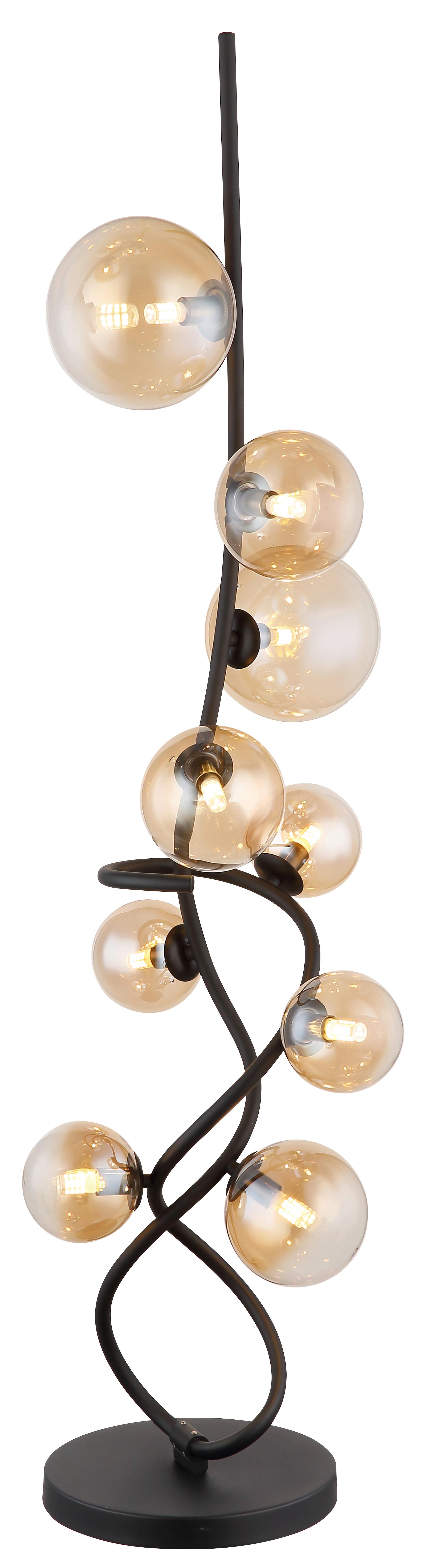 LED-Stehleuchte Tuberius Schwarz max. 3,5 Watt - Klar/Schwarz, Design, Glas/Kunststoff (33/122cm) - Globo