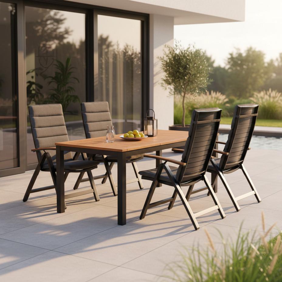 Vrtna Garnitura Astros, 5-Delno, Barve Grafita - siva/barve grafita, Moderno, kovina/tekstil - Gardenson