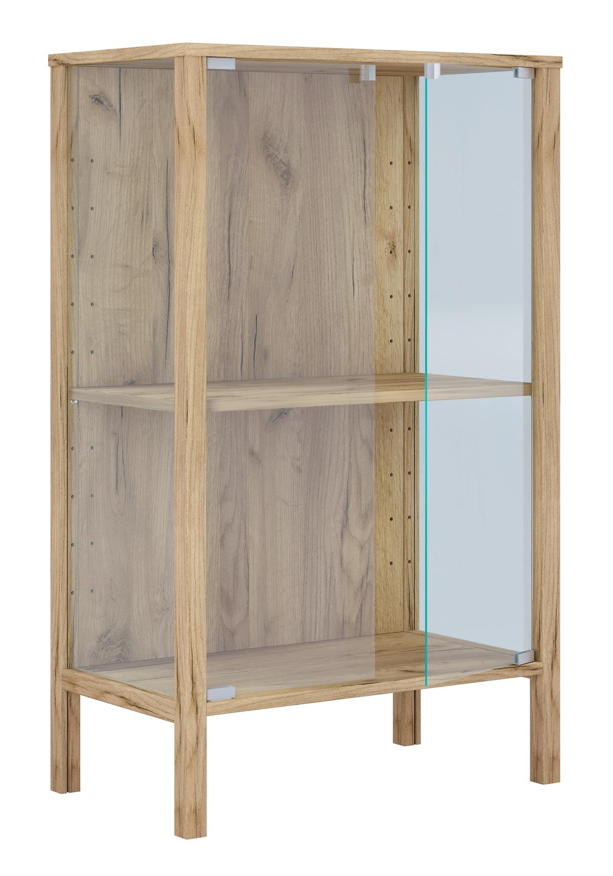 Vitrine Jensol Honigeiche/Klar - Honigeiche/Klar, Design, Glas/Holzwerkstoff (60/80/35cm) - Livetastic