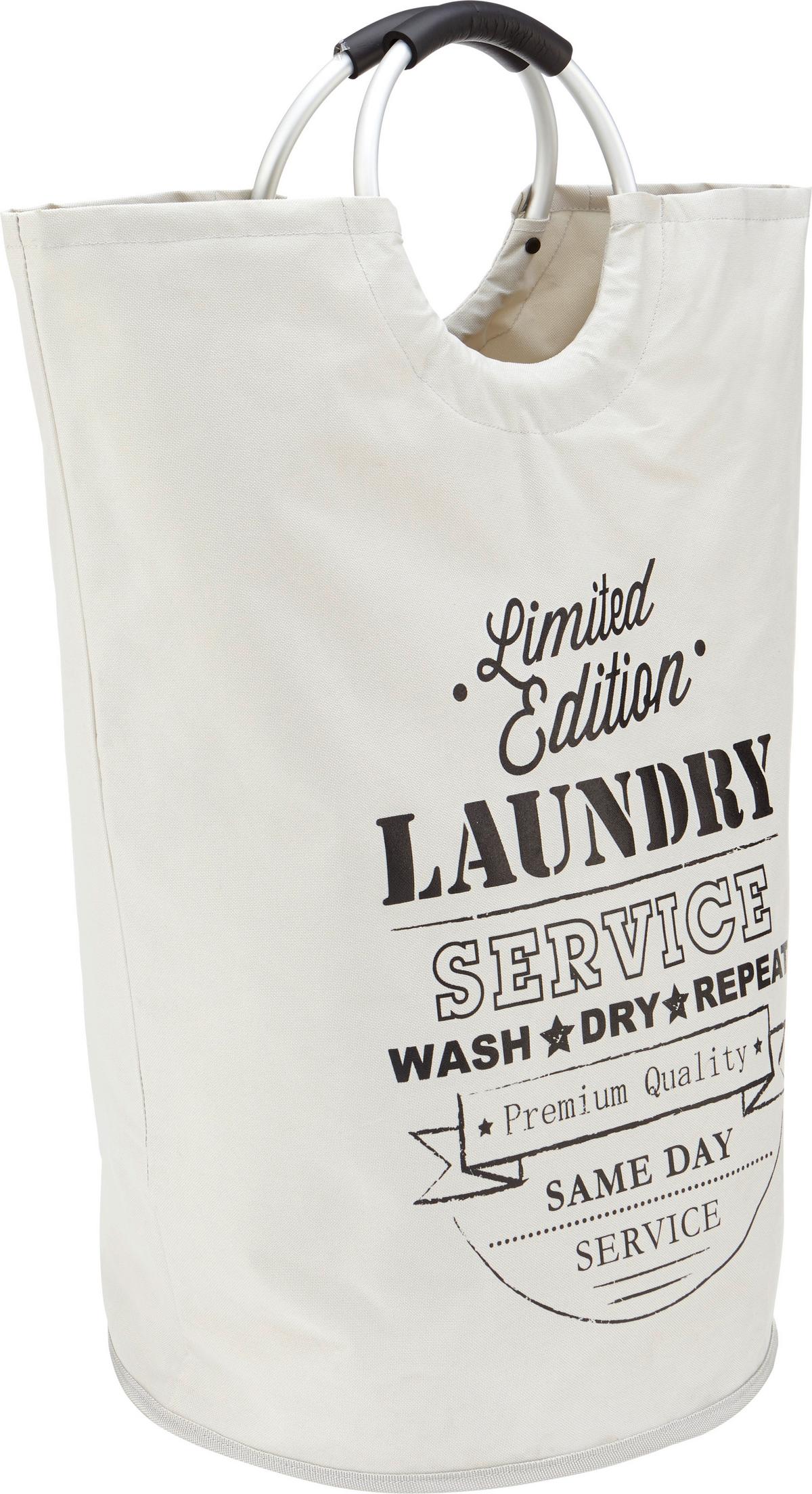 Szennyestartó Zsák Feliratos Laundry Service - világosszürke/fekete, Lifestyle, textil/fém (38/72/38cm) - Mömax