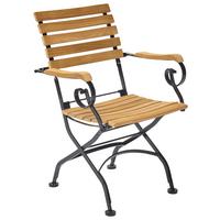 KRZESŁO OGRODOWE SKŁADANE MÜNCHEN - czarny/kolor drewna tekowego, Romantik / Landhaus, metal/drewno (61/59/86,5cm) - Ambia Garden