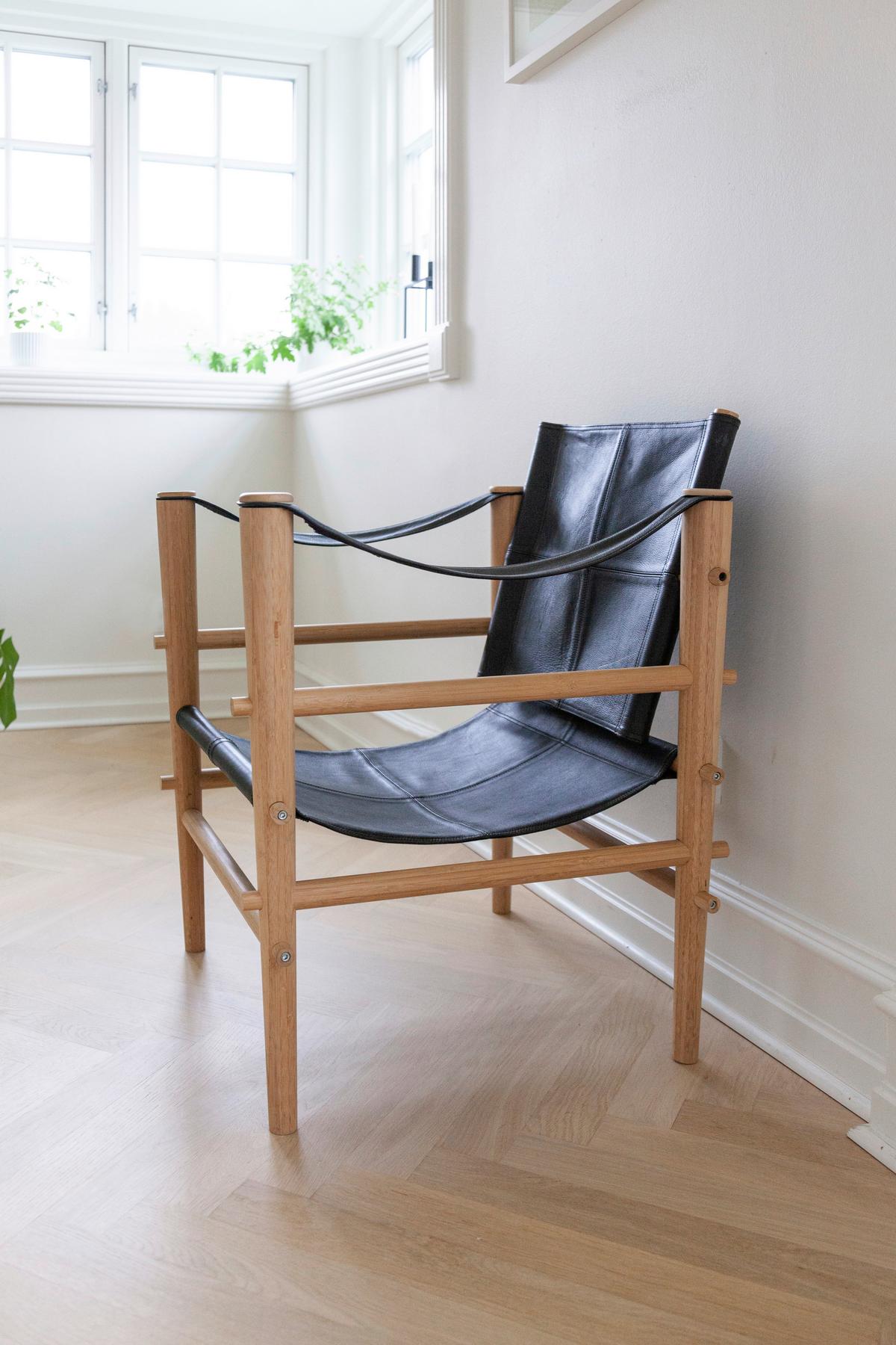 Sessel Noble 3155028 - Schwarz/Naturfarben, Romantik / Landhaus, Leder/Holz (59/79/61cm) - MID.YOU