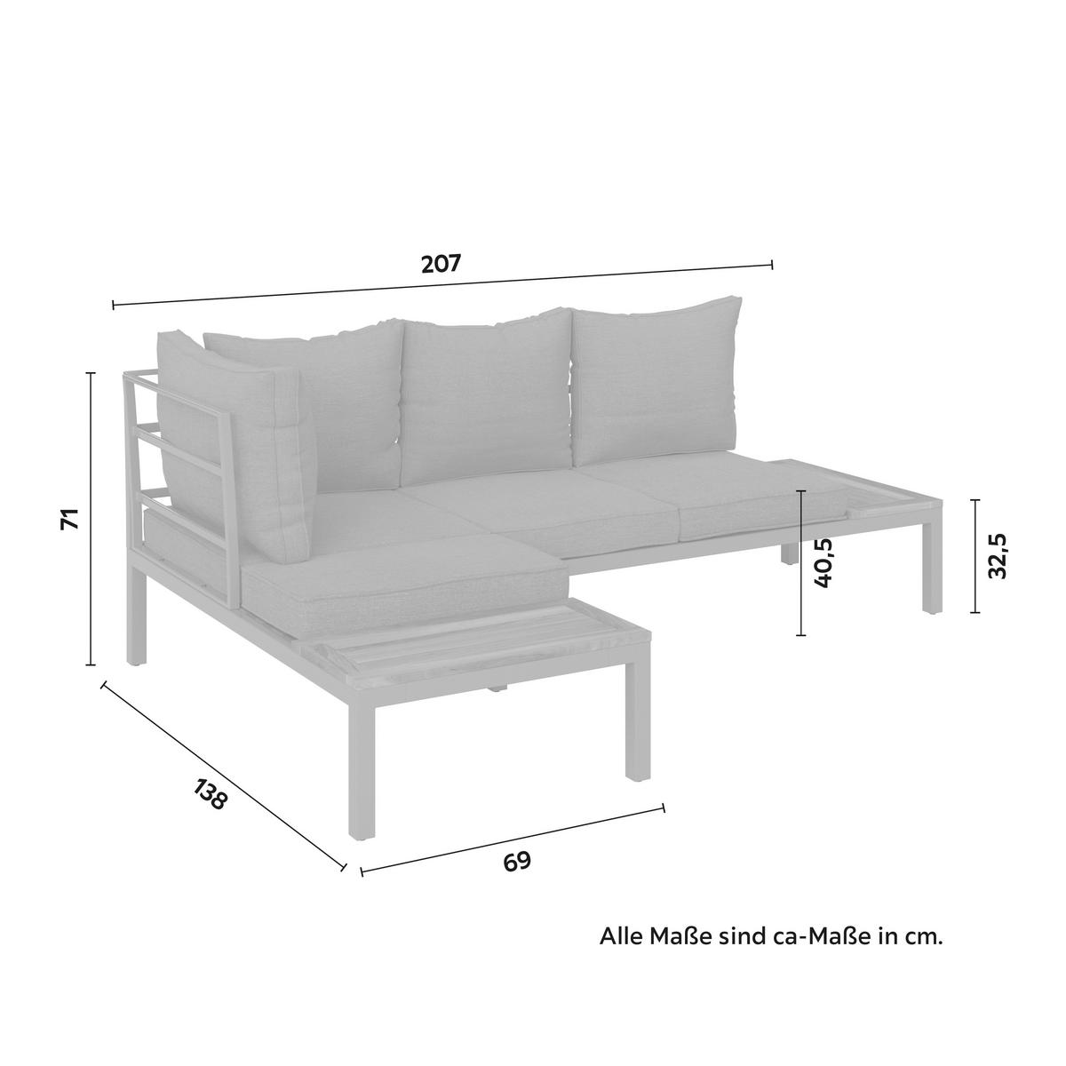 Kerti Garnitúra Lia - akácia színű/barna, Modern, fa/fém (138/77/207cm) - Mömax