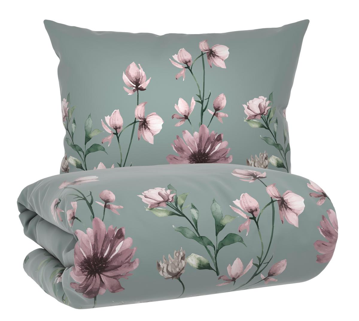 Lenjerie de pat Wiese, cca. 140x200/50x70 cm - gri, Konventionell, textil (140/200cm) - Mömax