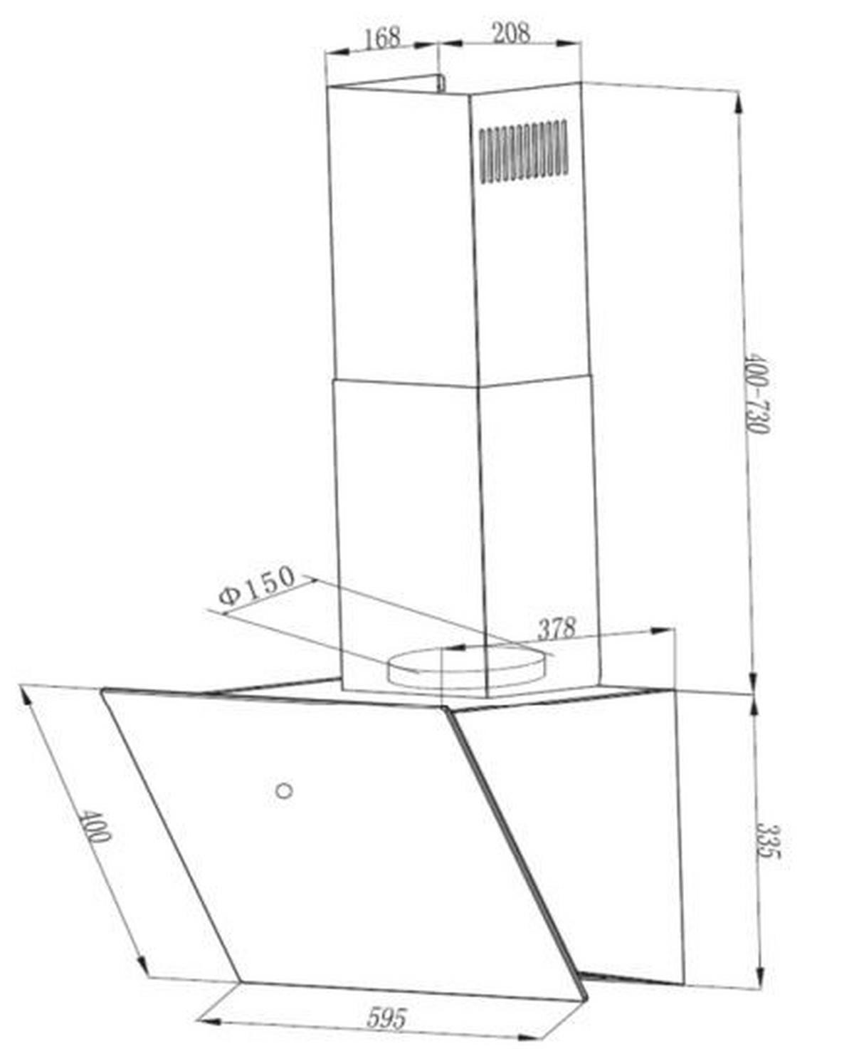 Dunstabzugshaube Lora Schwarz B: ca. 59,5 cm - Schwarz, Trend, Glas/Metall (59,5/74,8–109,5/38,5cm) - Respekta