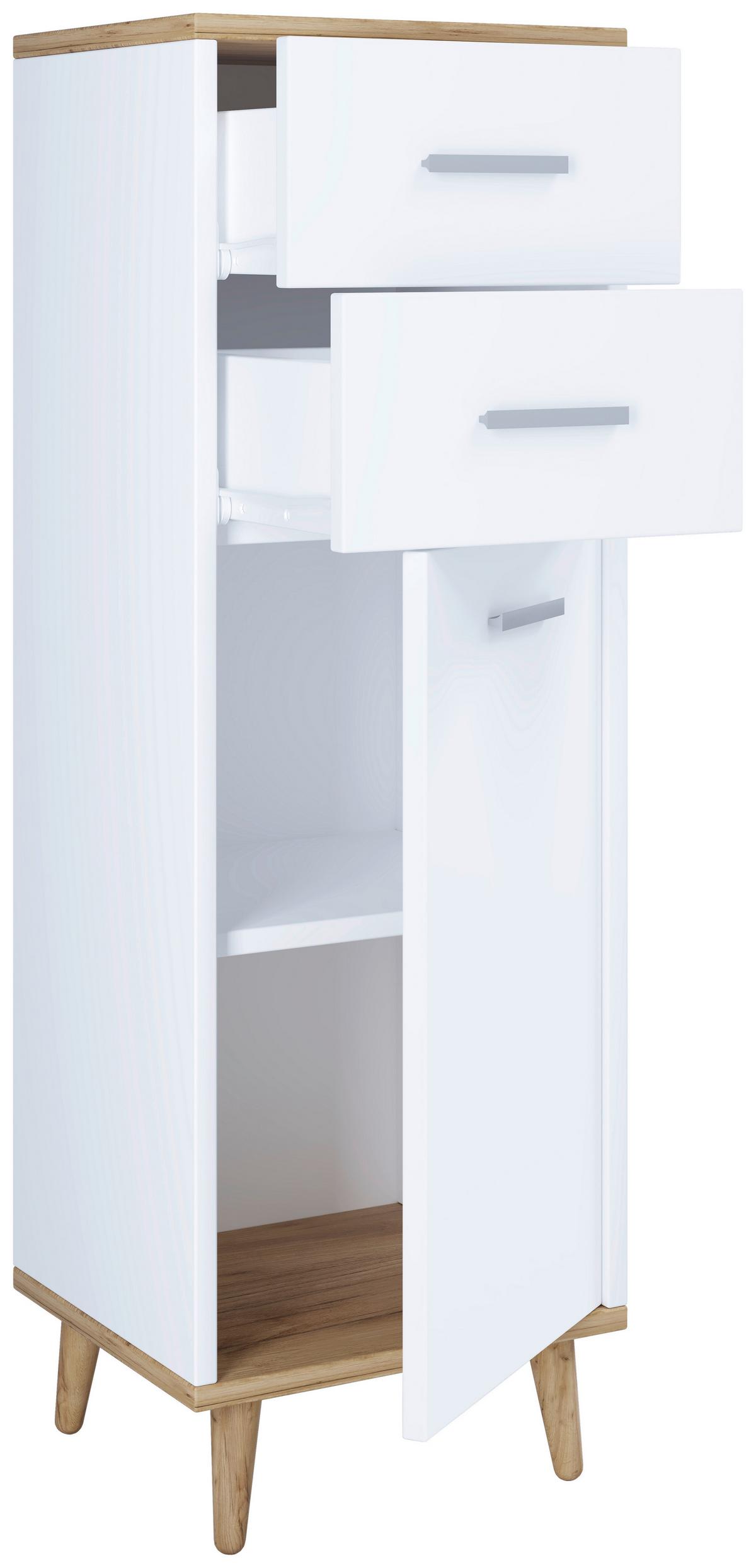Badezimmer Landos ca. 124 cm Weiß/Honigeiche - Honigeiche/Weiß, MODERN, Holzwerkstoff (124cm) - MID.YOU