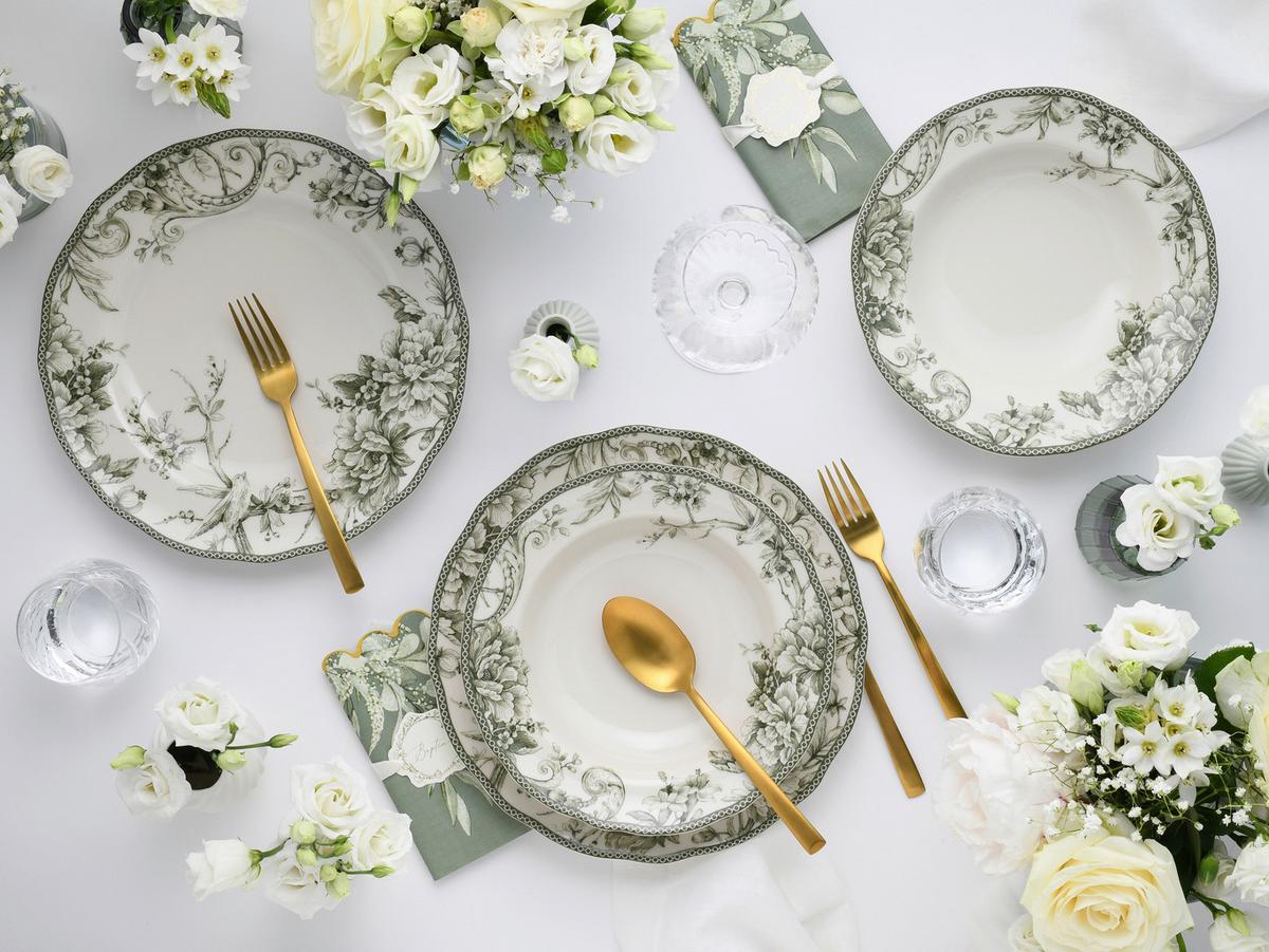 Tafelservice 24771 Adelaide Grün Tafel - Weiss/Grün, Basics, Keramik - Creatable