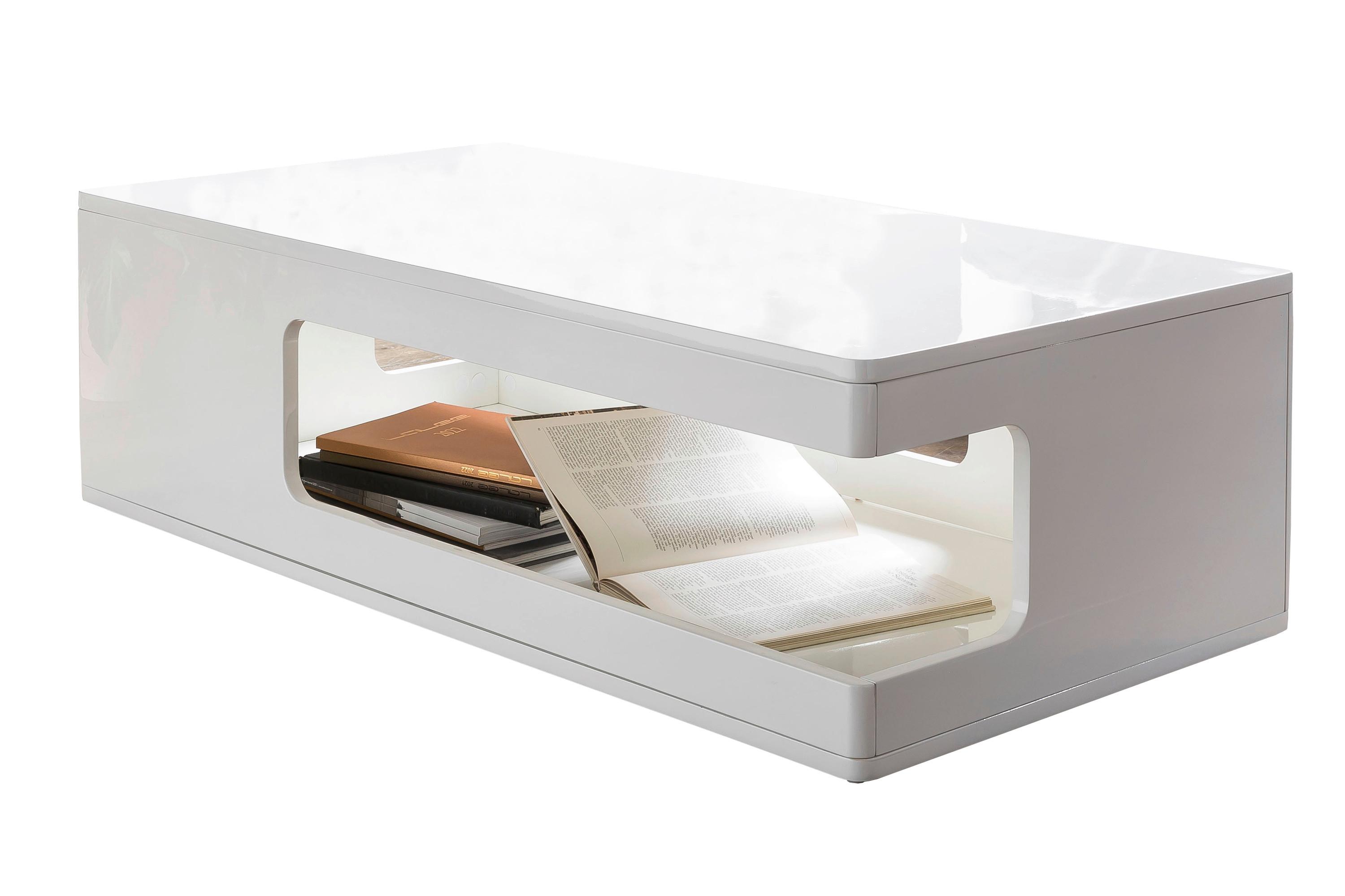 Klubska Miza Glanz, Bela - bela/visoki sijaj, Design, leseni material (120/60/35cm) - Livetastic