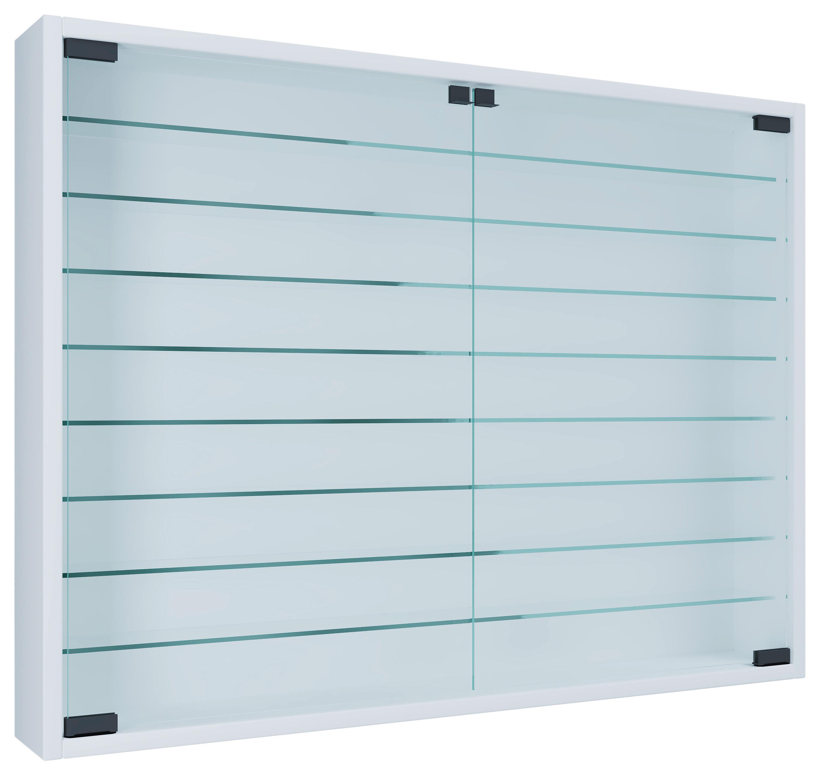 Viseča Vitrina Mandosa Xxl, Bela - črna/bela, Moderno, steklo/leseni material (80/60/10cm) - MID.YOU