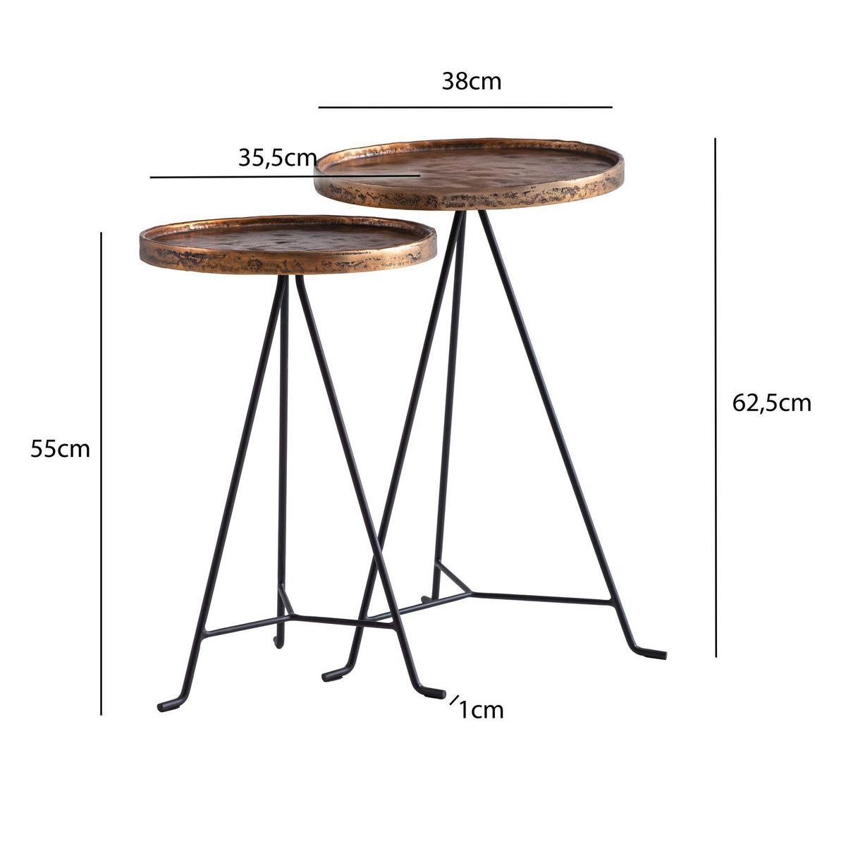 BEISTELLTISCHSET WL7.212 - Goldfarben/Schwarz, Design, Metall - Livetastic