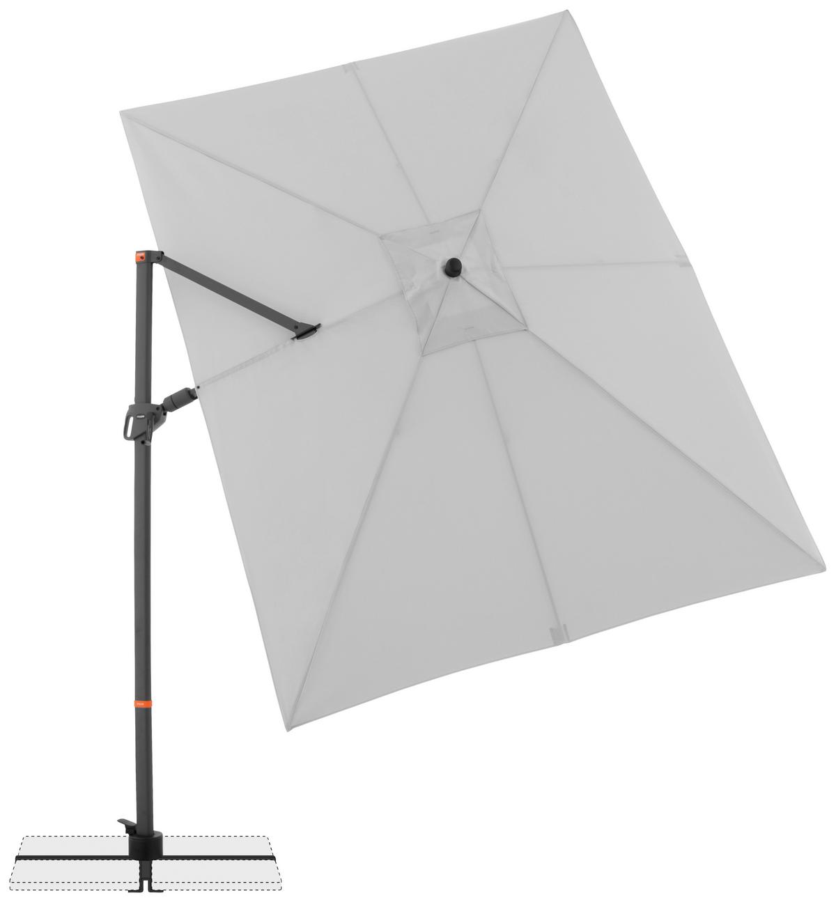 Ampelschirm Myzone Hellgrau ca. 320x240cm - Anthrazit/Hellgrau, Basics, Textil/Metall (320/240cm) - Doppler